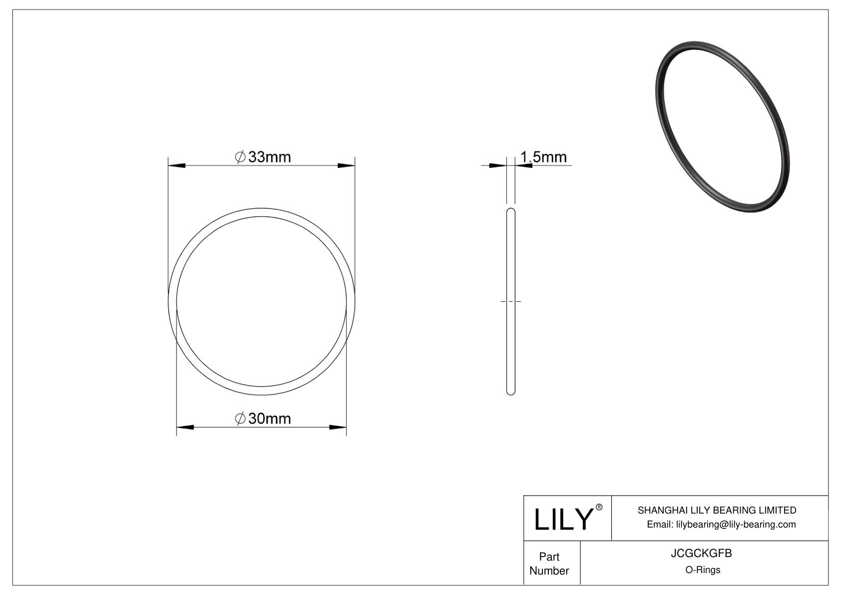 JCGCKGFB Oil Resistant O-Rings Round cad drawing