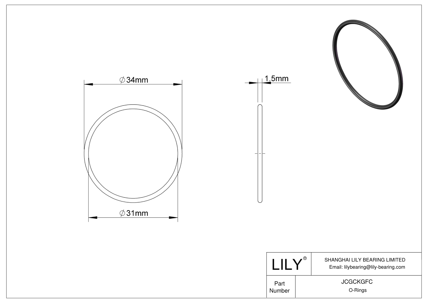 JCGCKGFC Juntas tóricas redondas resistentes al aceite cad drawing