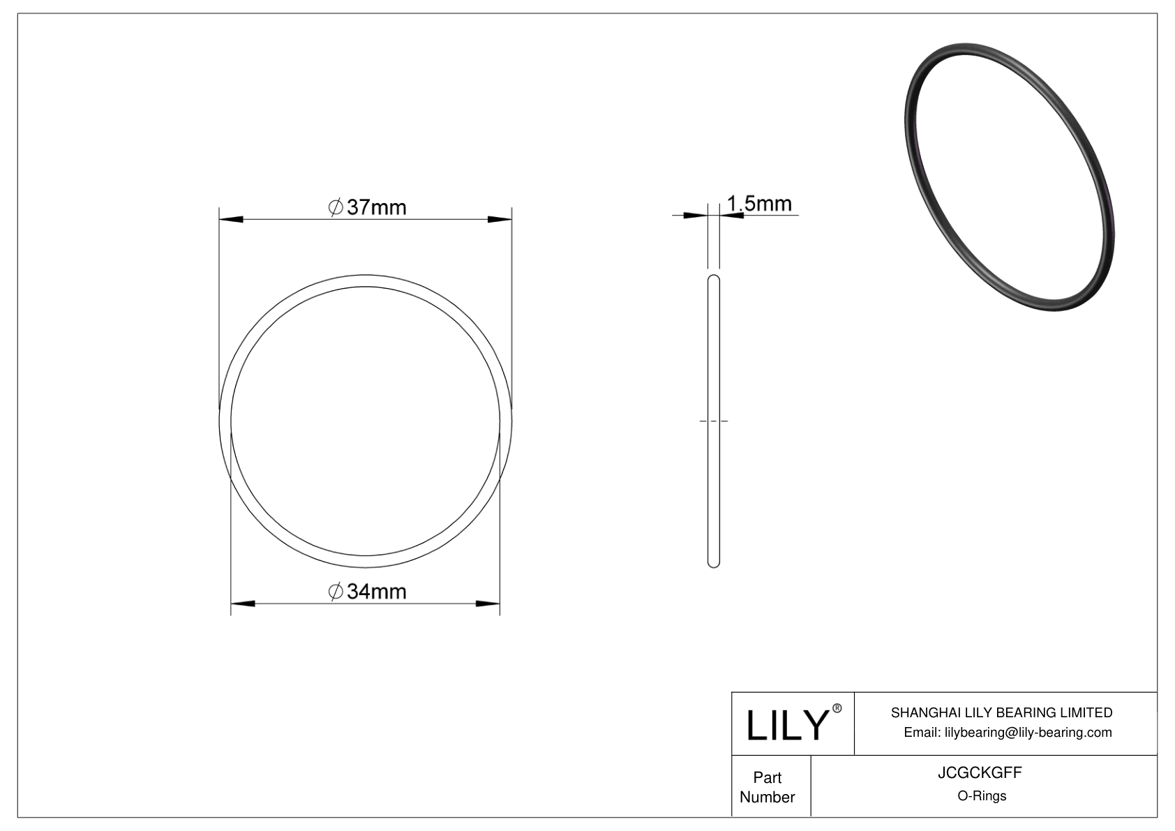 JCGCKGFF Juntas tóricas redondas resistentes al aceite cad drawing