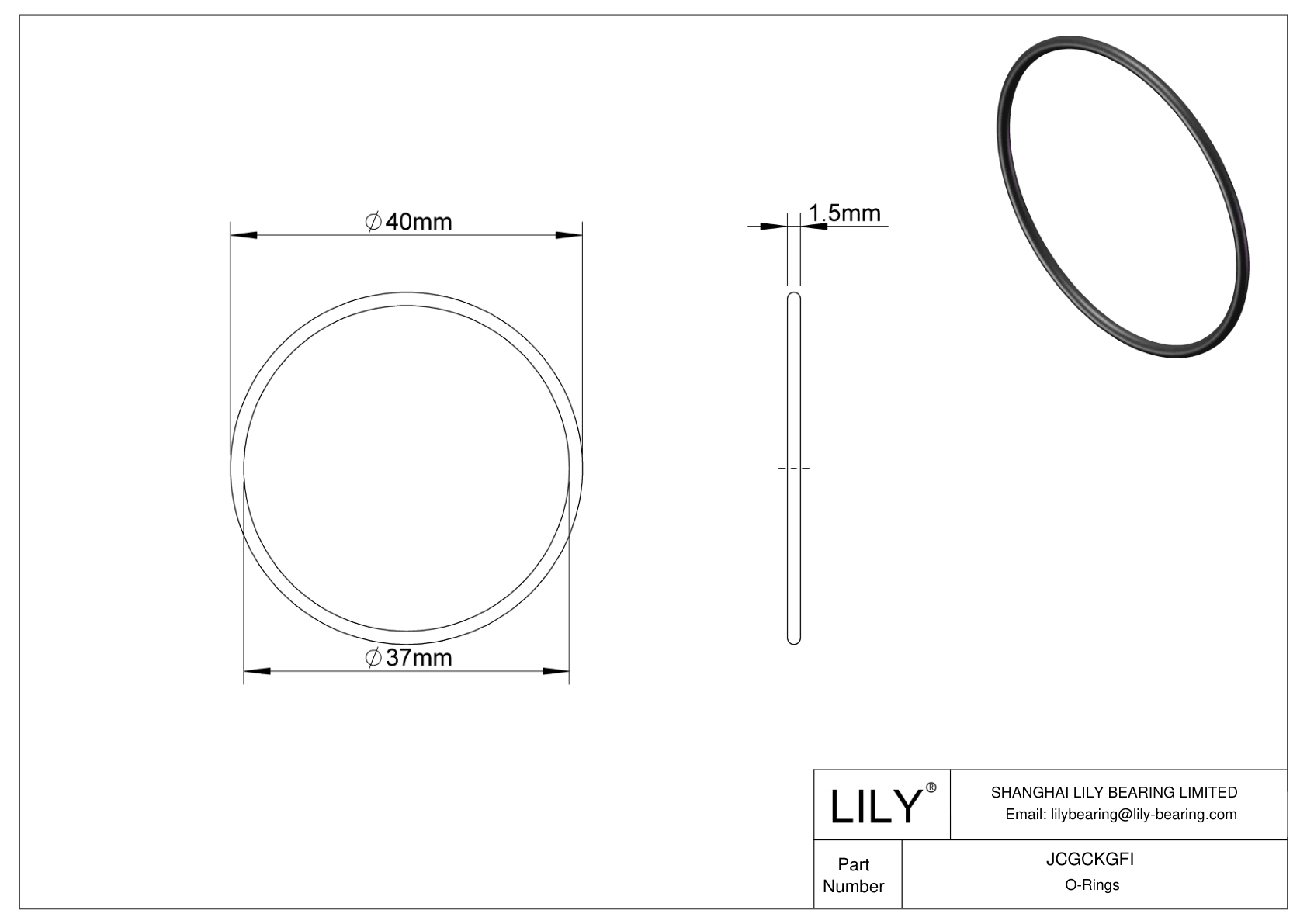 JCGCKGFI Oil Resistant O-Rings Round cad drawing