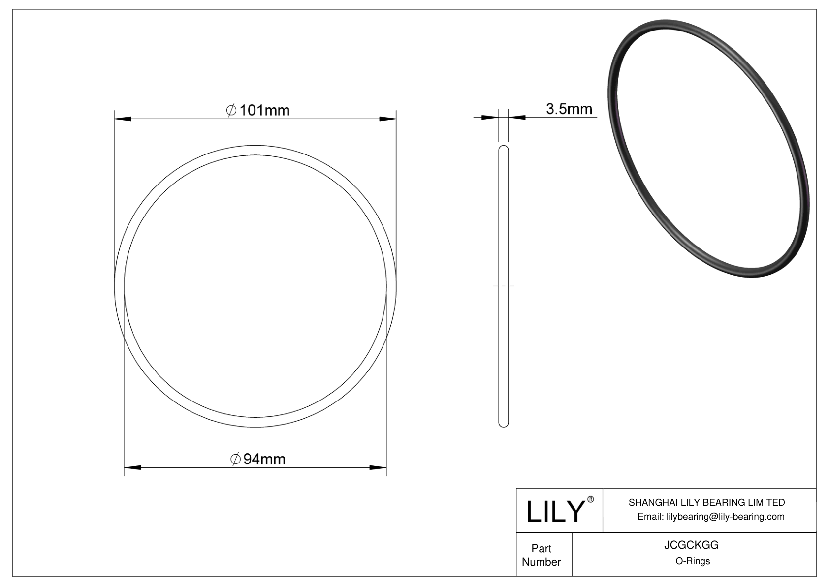 JCGCKGG Juntas tóricas redondas resistentes al aceite cad drawing