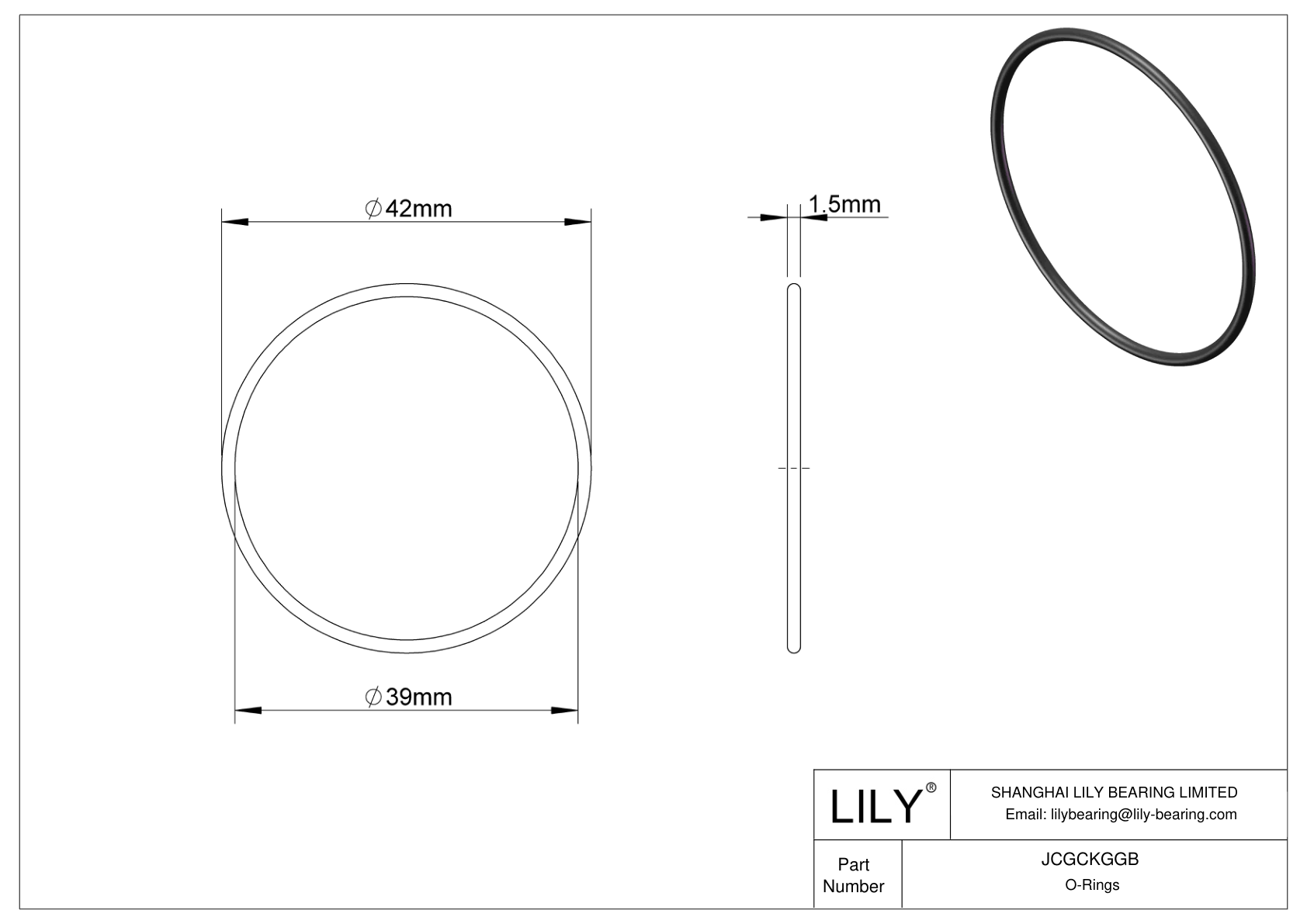 JCGCKGGB Juntas tóricas redondas resistentes al aceite cad drawing