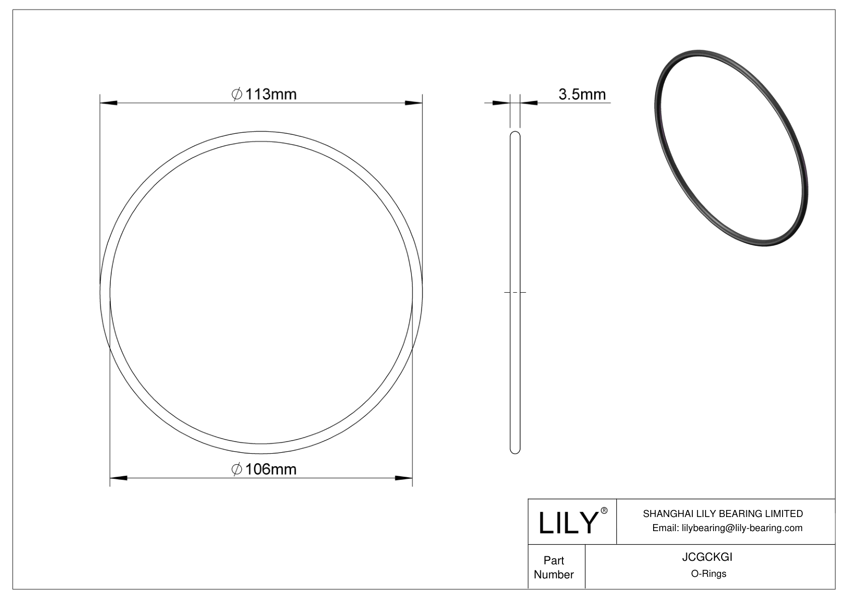 JCGCKGI Oil Resistant O-Rings Round cad drawing