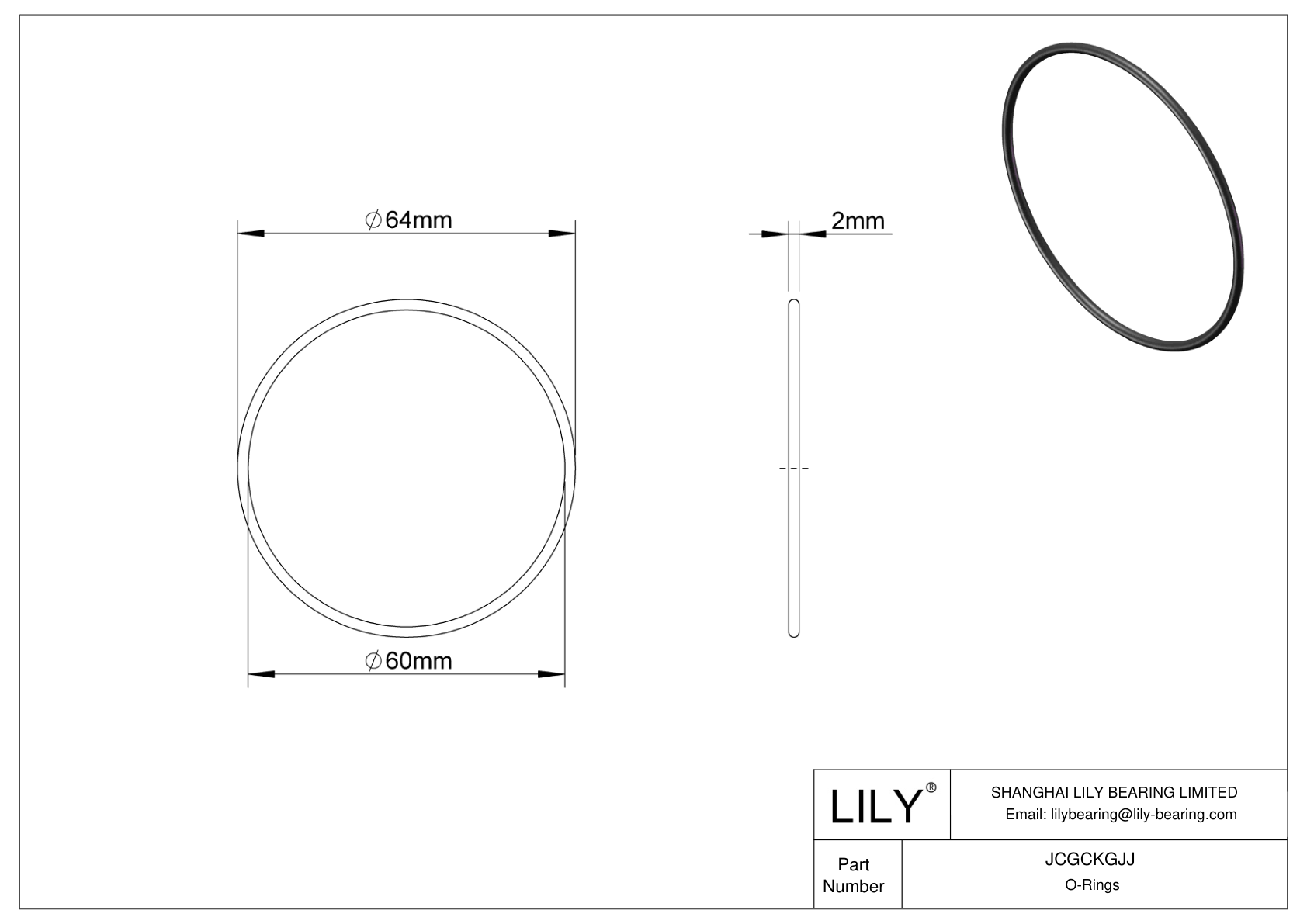 JCGCKGJJ Oil Resistant O-Rings Round cad drawing