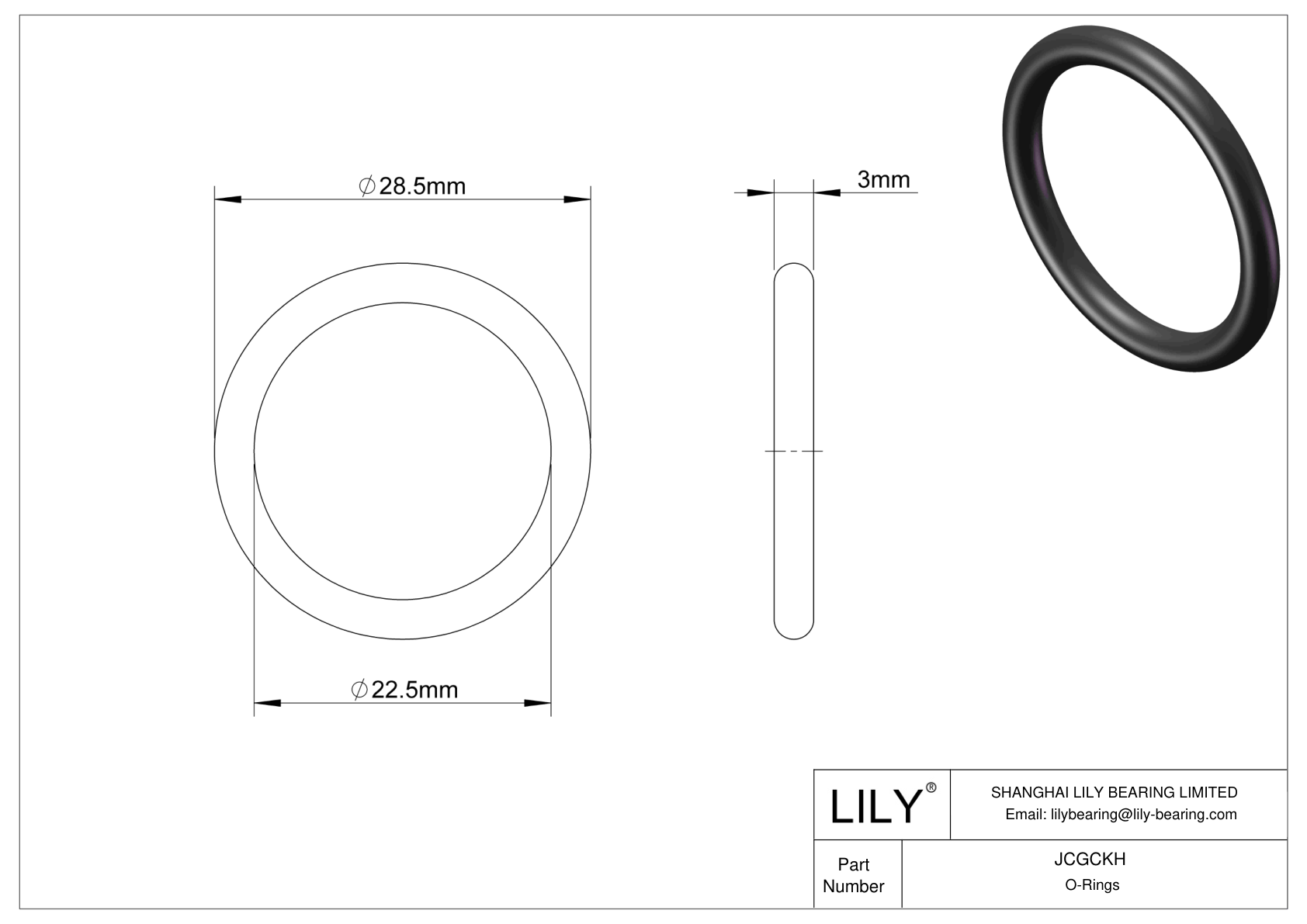 JCGCKH Oil Resistant O-Rings Round cad drawing