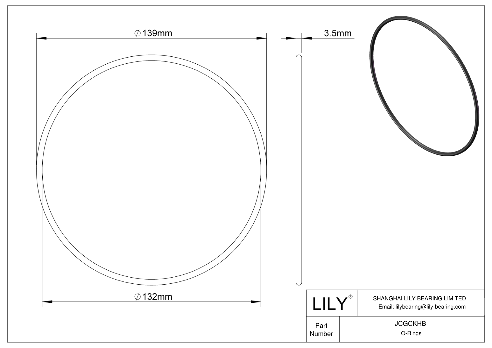 JCGCKHB Oil Resistant O-Rings Round cad drawing