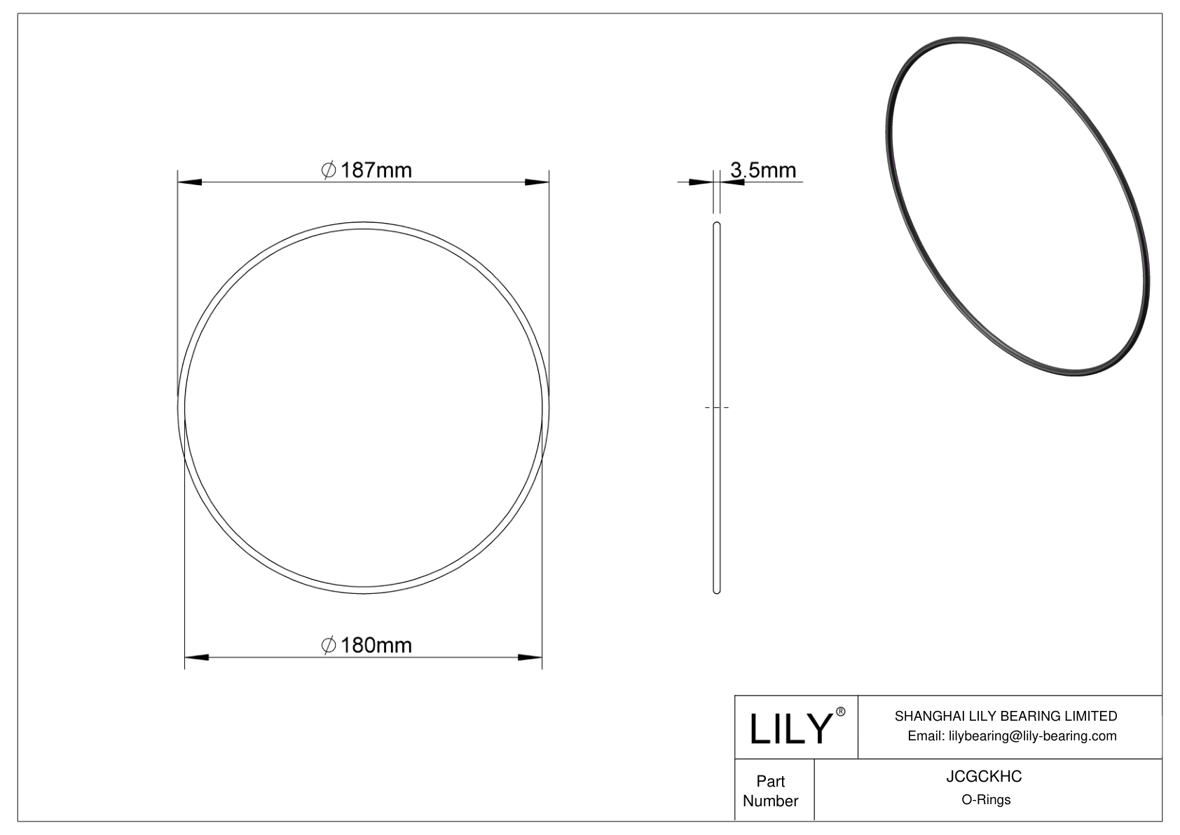 JCGCKHC Oil Resistant O-Rings Round cad drawing