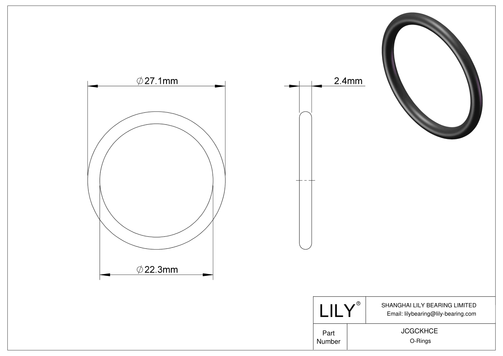 JCGCKHCE Oil Resistant O-Rings Round cad drawing