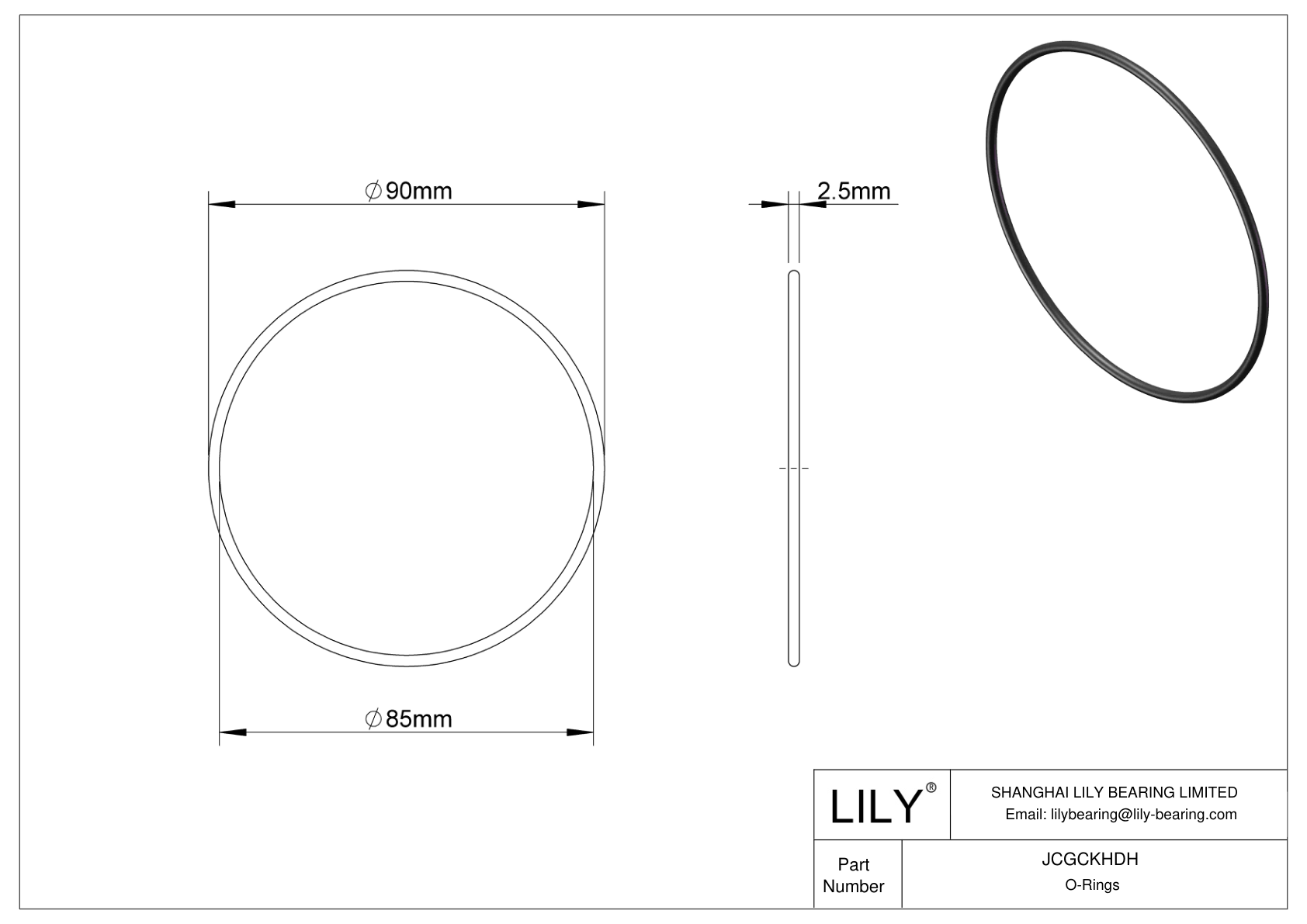 JCGCKHDH Oil Resistant O-Rings Round cad drawing