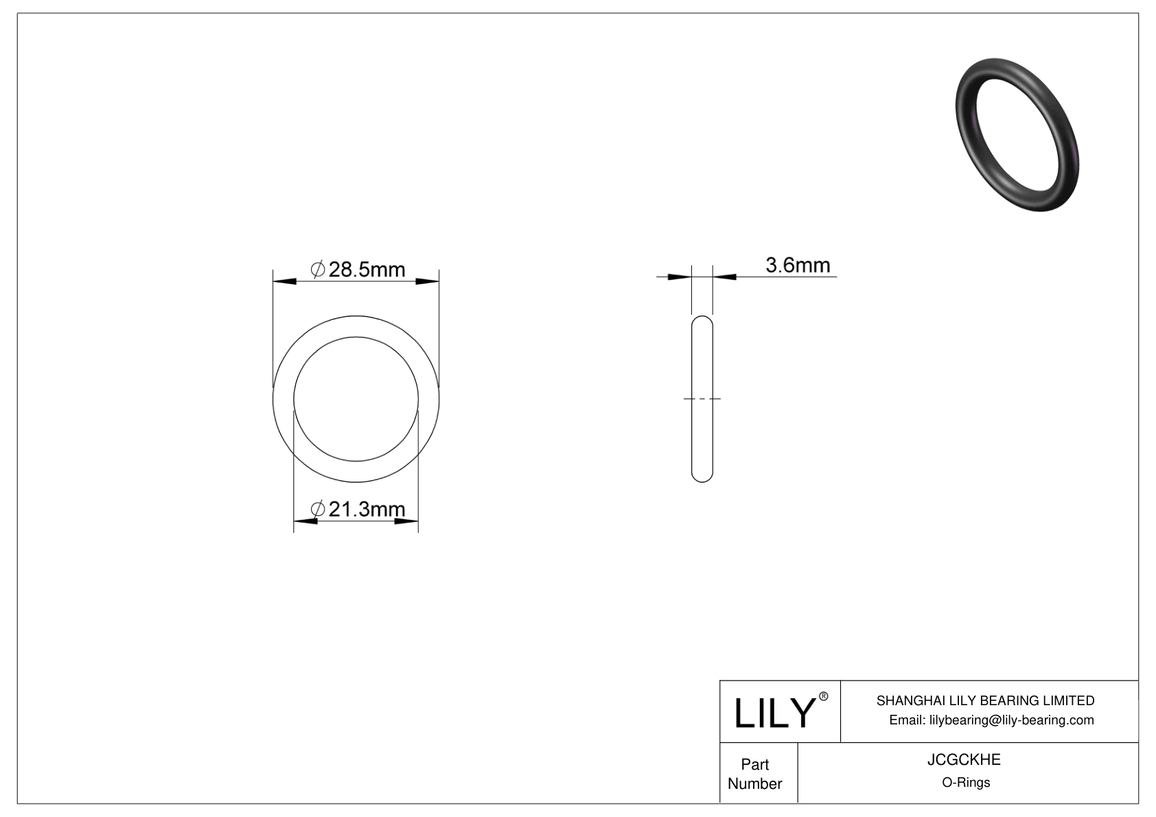 JCGCKHE Oil Resistant O-Rings Round cad drawing