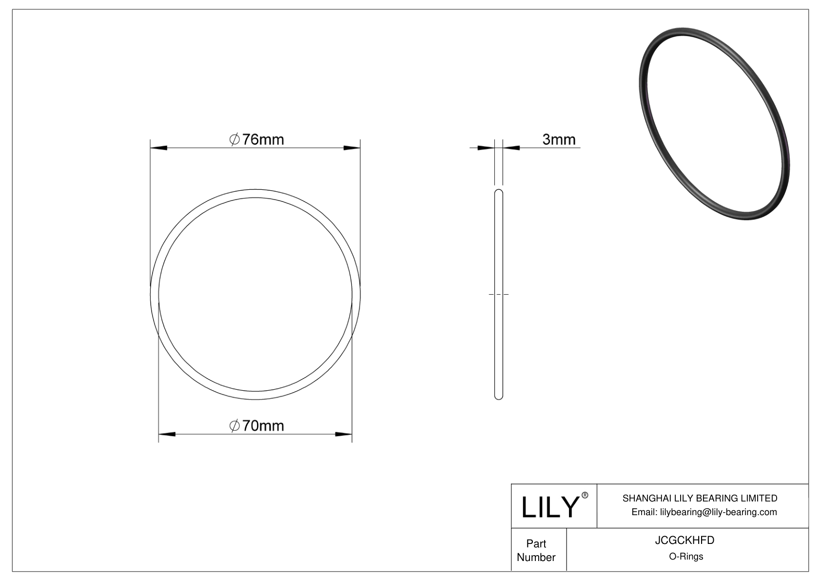 JCGCKHFD Oil Resistant O-Rings Round cad drawing