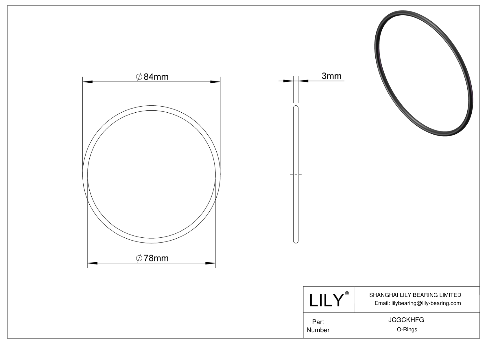 JCGCKHFG Oil Resistant O-Rings Round cad drawing