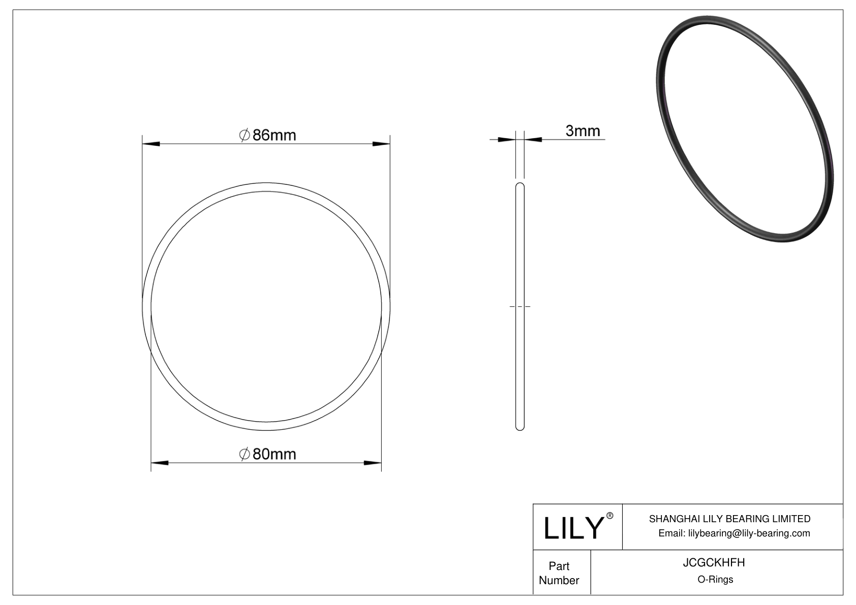 JCGCKHFH Oil Resistant O-Rings Round cad drawing