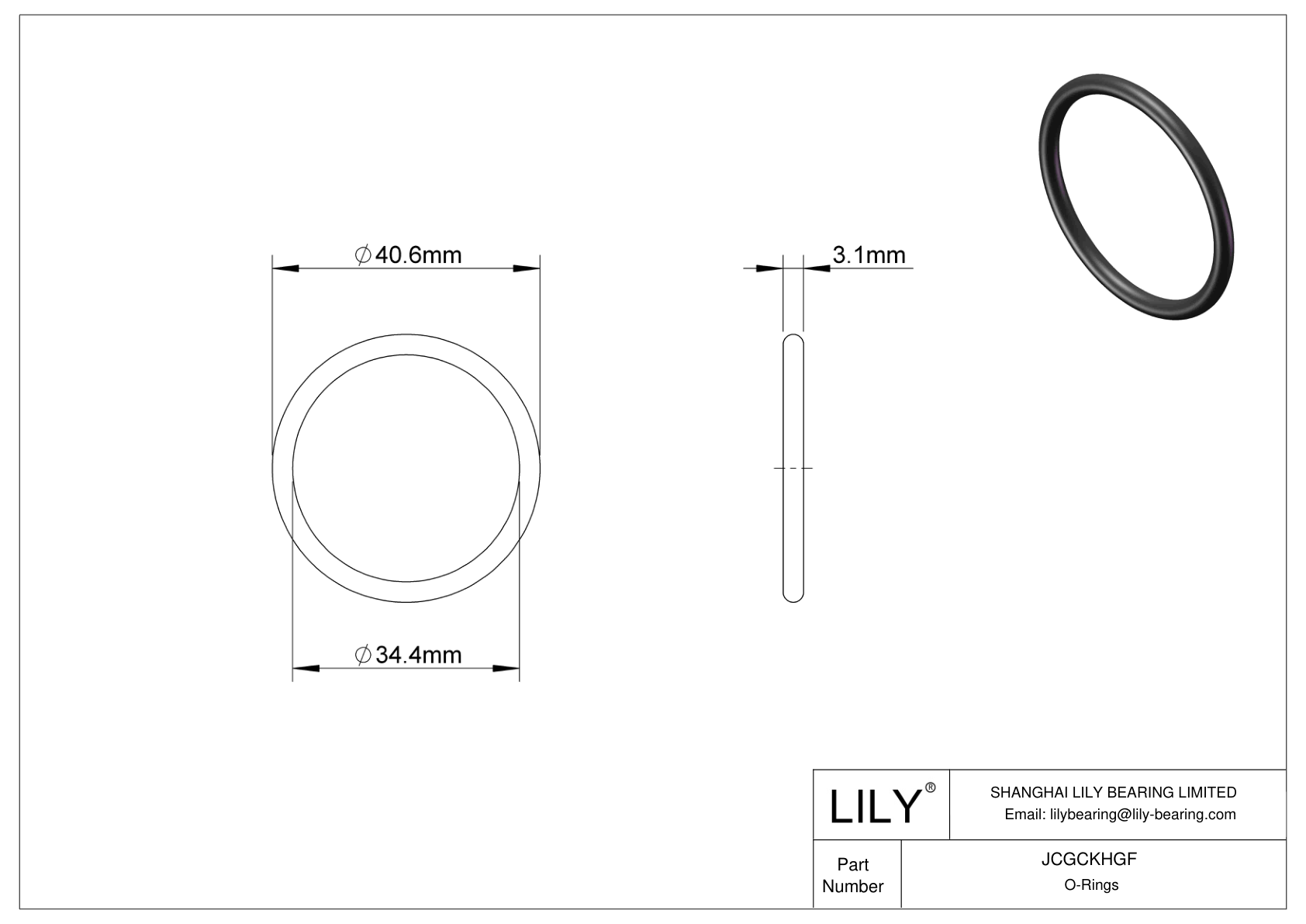 JCGCKHGF Oil Resistant O-Rings Round cad drawing