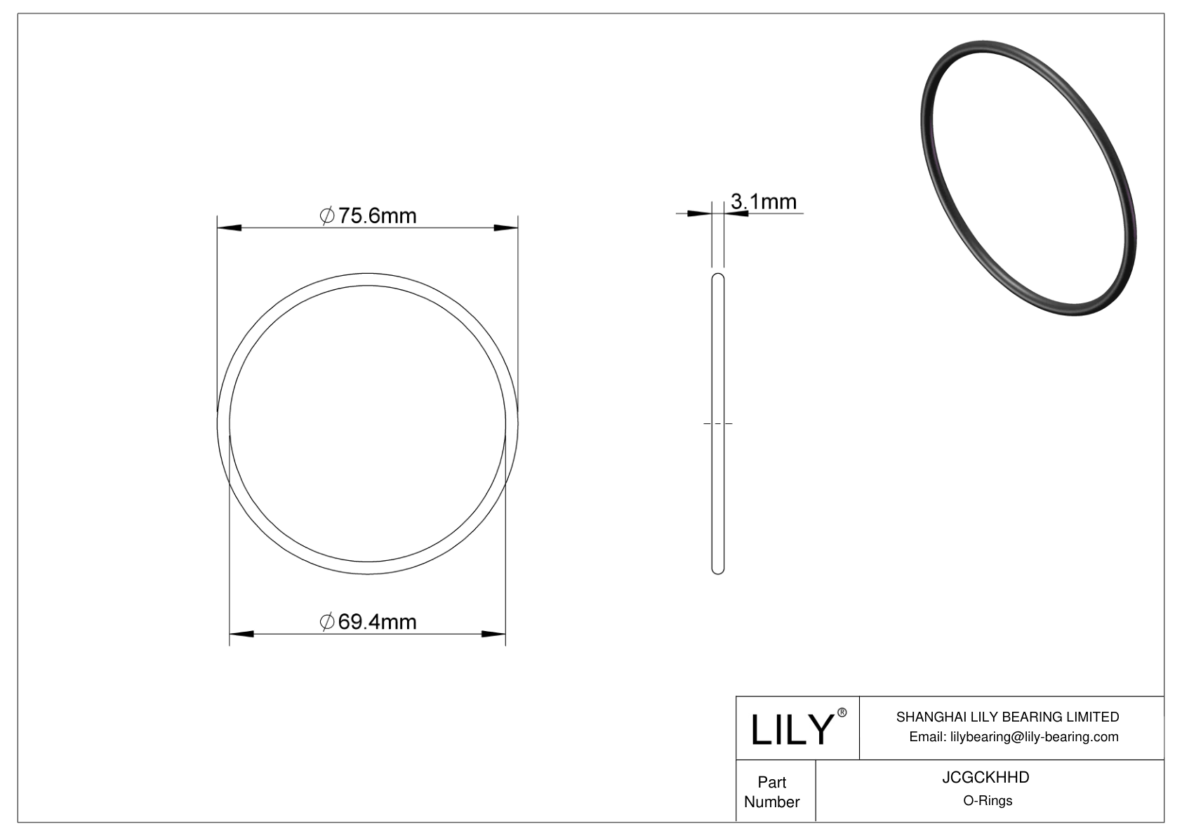 JCGCKHHD Juntas tóricas redondas resistentes al aceite cad drawing