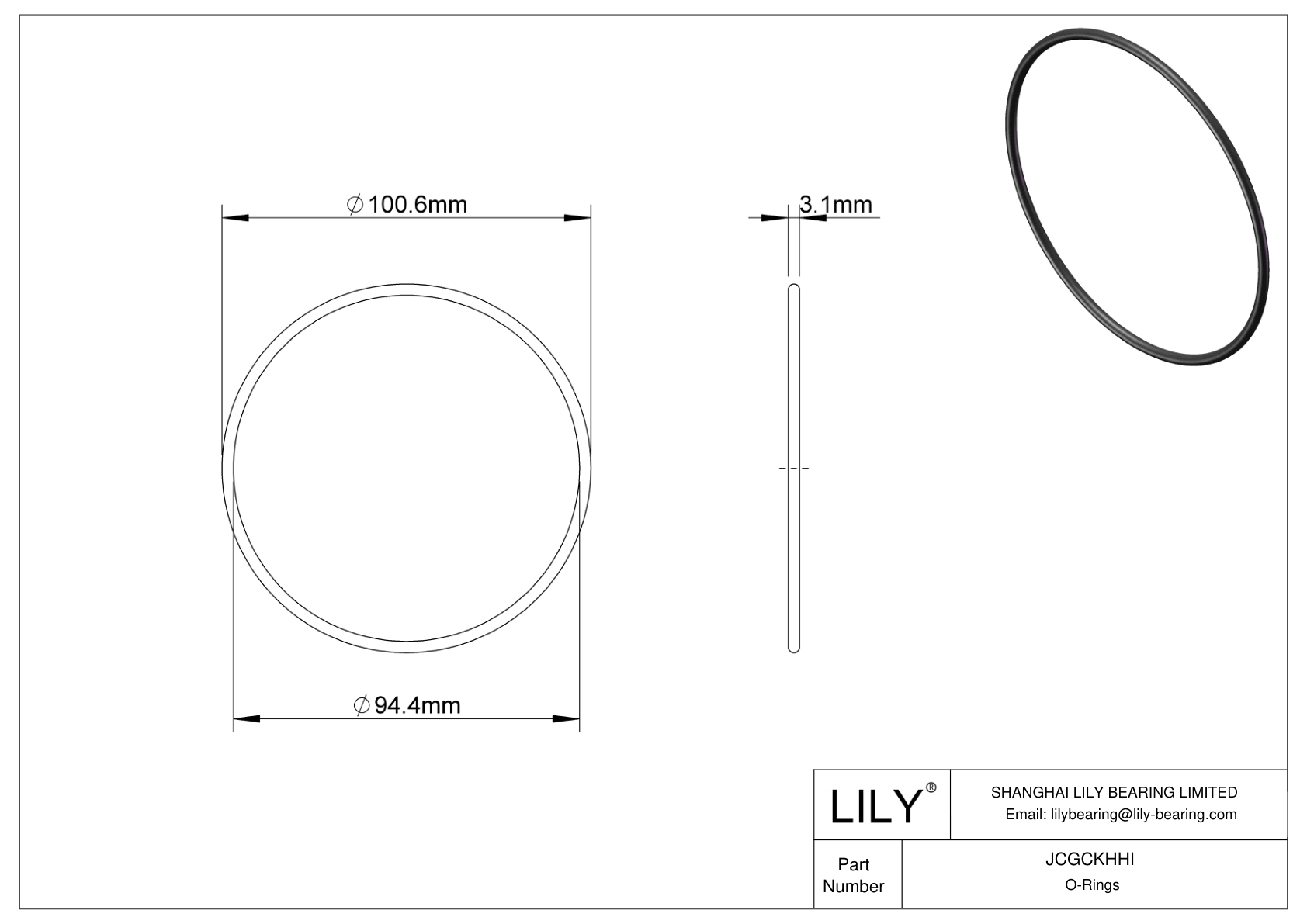 JCGCKHHI Oil Resistant O-Rings Round cad drawing