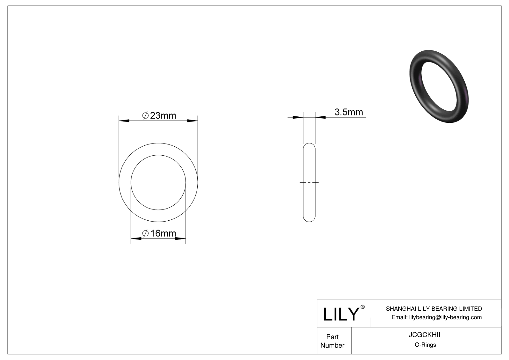 JCGCKHII Oil Resistant O-Rings Round cad drawing