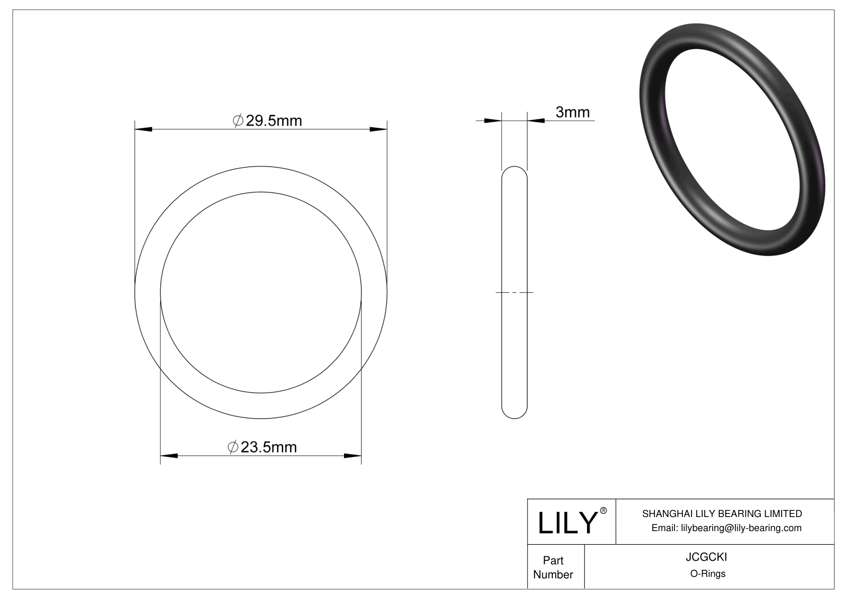 JCGCKI Oil Resistant O-Rings Round cad drawing