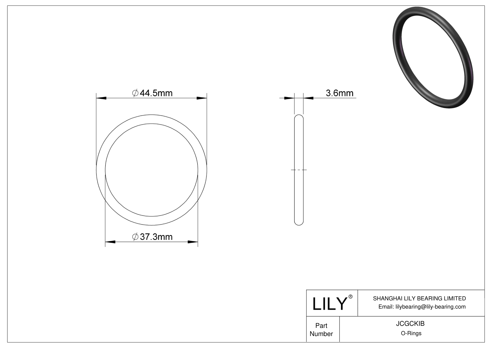 JCGCKIB Oil Resistant O-Rings Round cad drawing