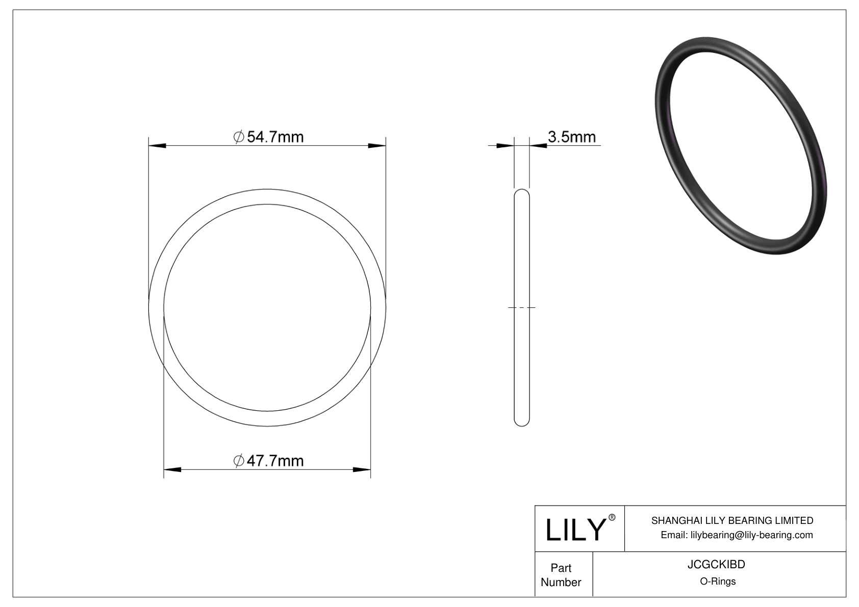 JCGCKIBD Oil Resistant O-Rings Round cad drawing