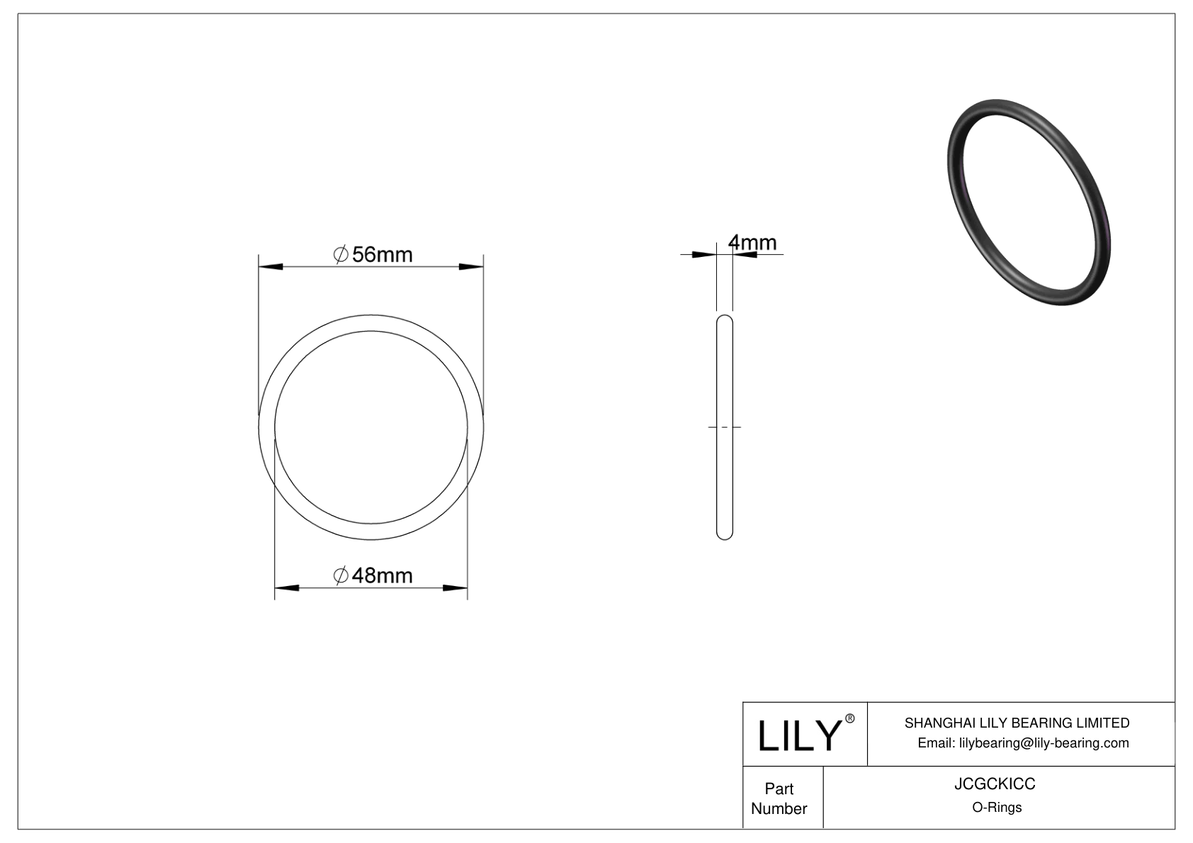 JCGCKICC Oil Resistant O-Rings Round cad drawing