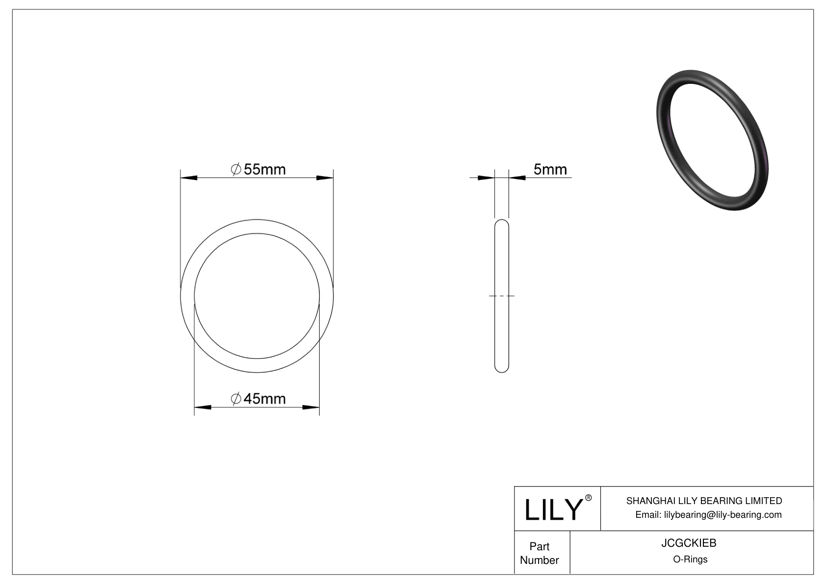 JCGCKIEB Oil Resistant O-Rings Round cad drawing