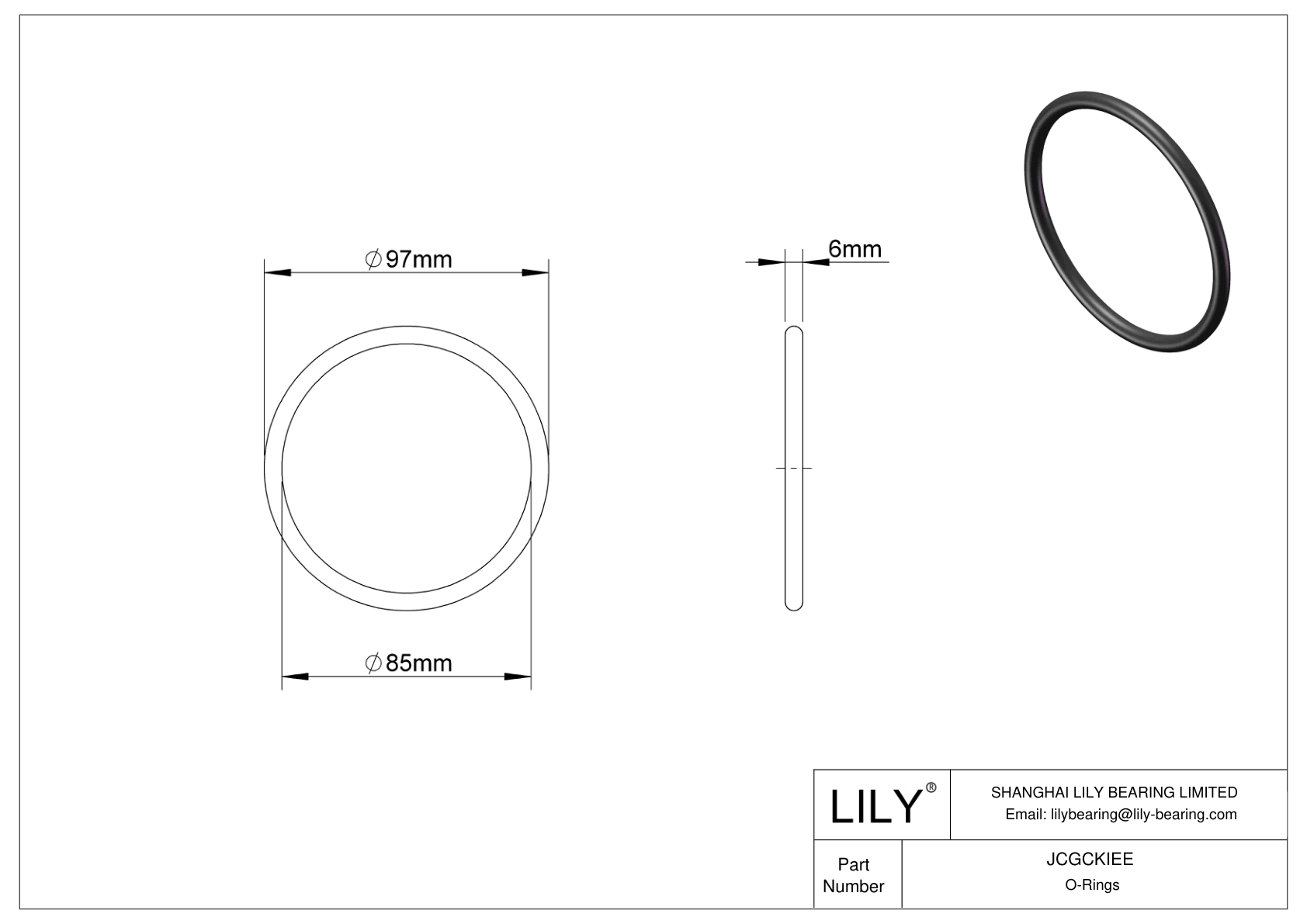 JCGCKIEE Oil Resistant O-Rings Round cad drawing