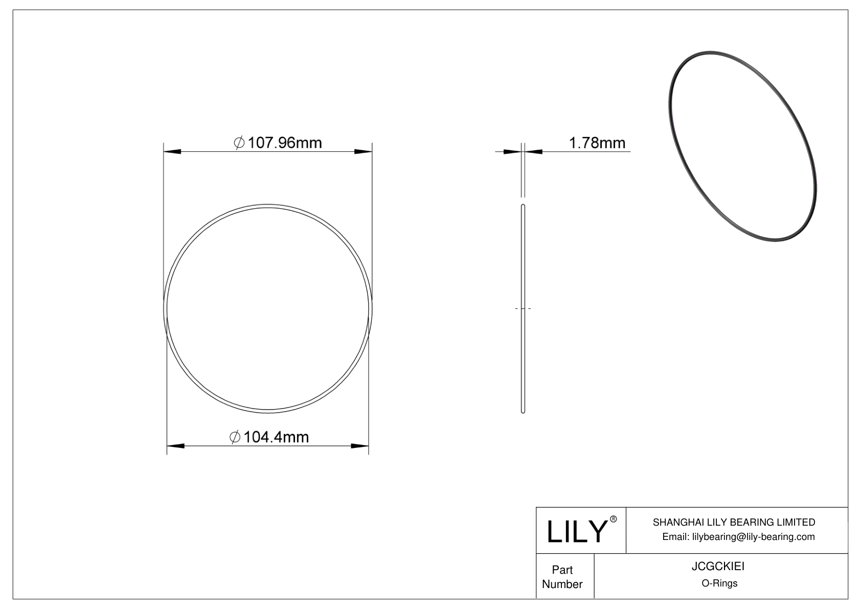 JCGCKIEI Oil Resistant O-Rings Round cad drawing