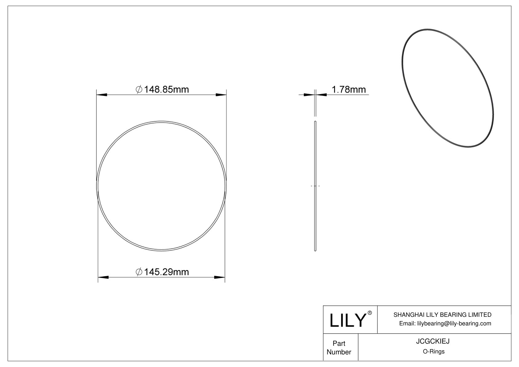 JCGCKIEJ Oil Resistant O-Rings Round cad drawing