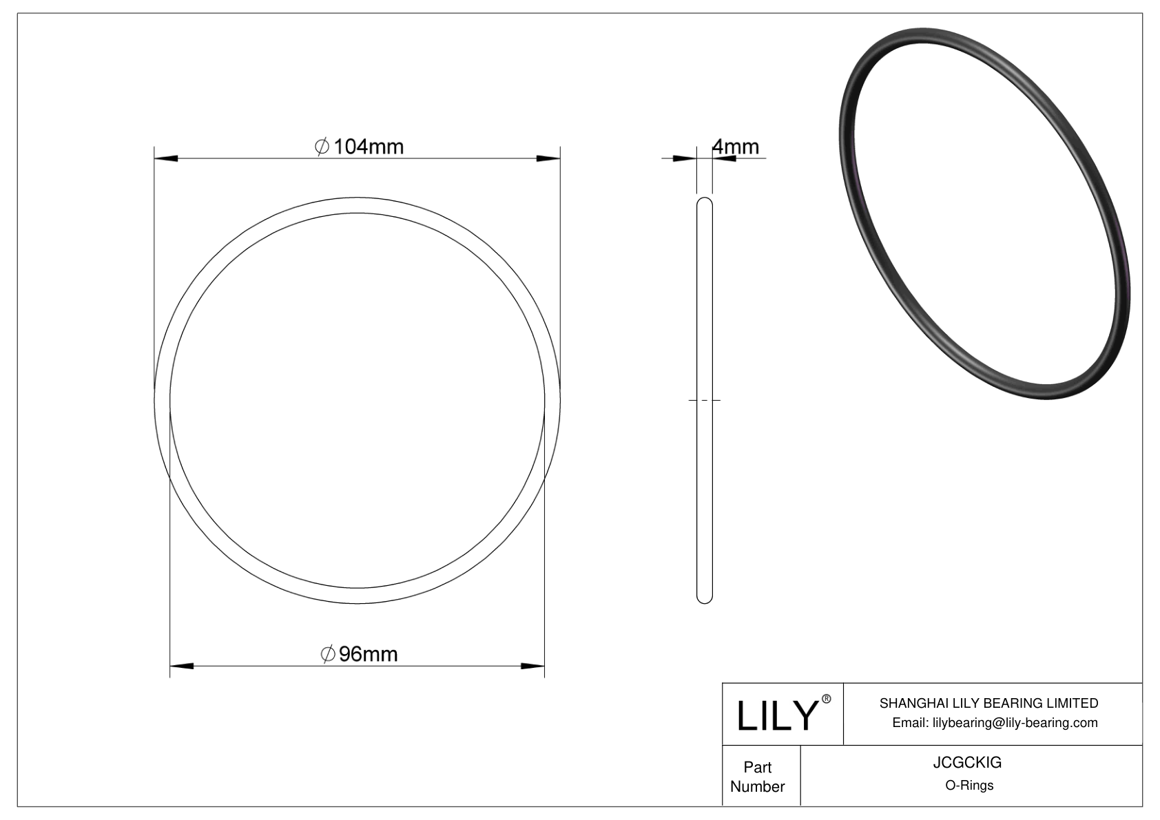 JCGCKIG Oil Resistant O-Rings Round cad drawing