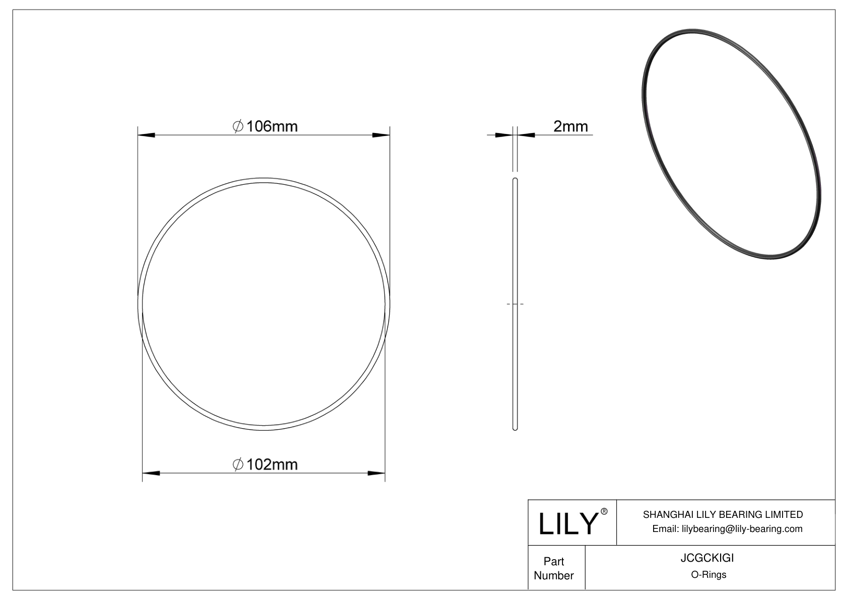 JCGCKIGI Oil Resistant O-Rings Round cad drawing