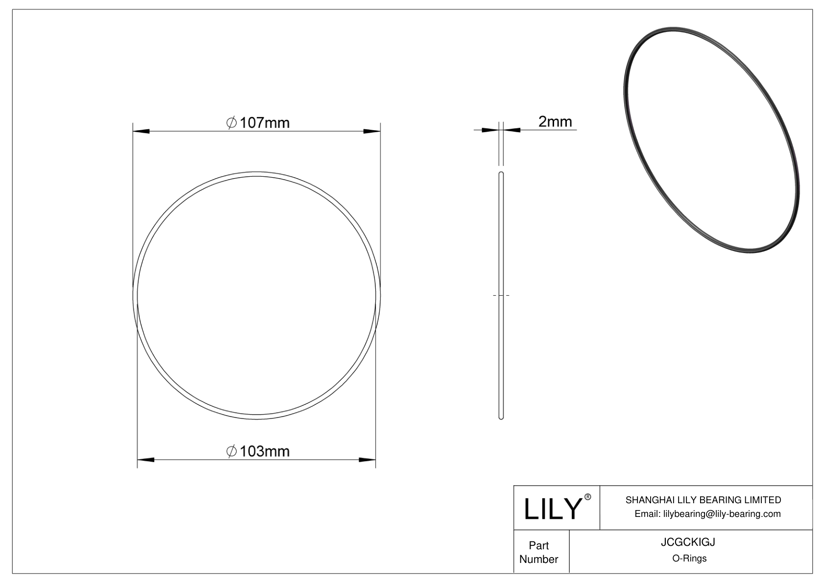 JCGCKIGJ Oil Resistant O-Rings Round cad drawing