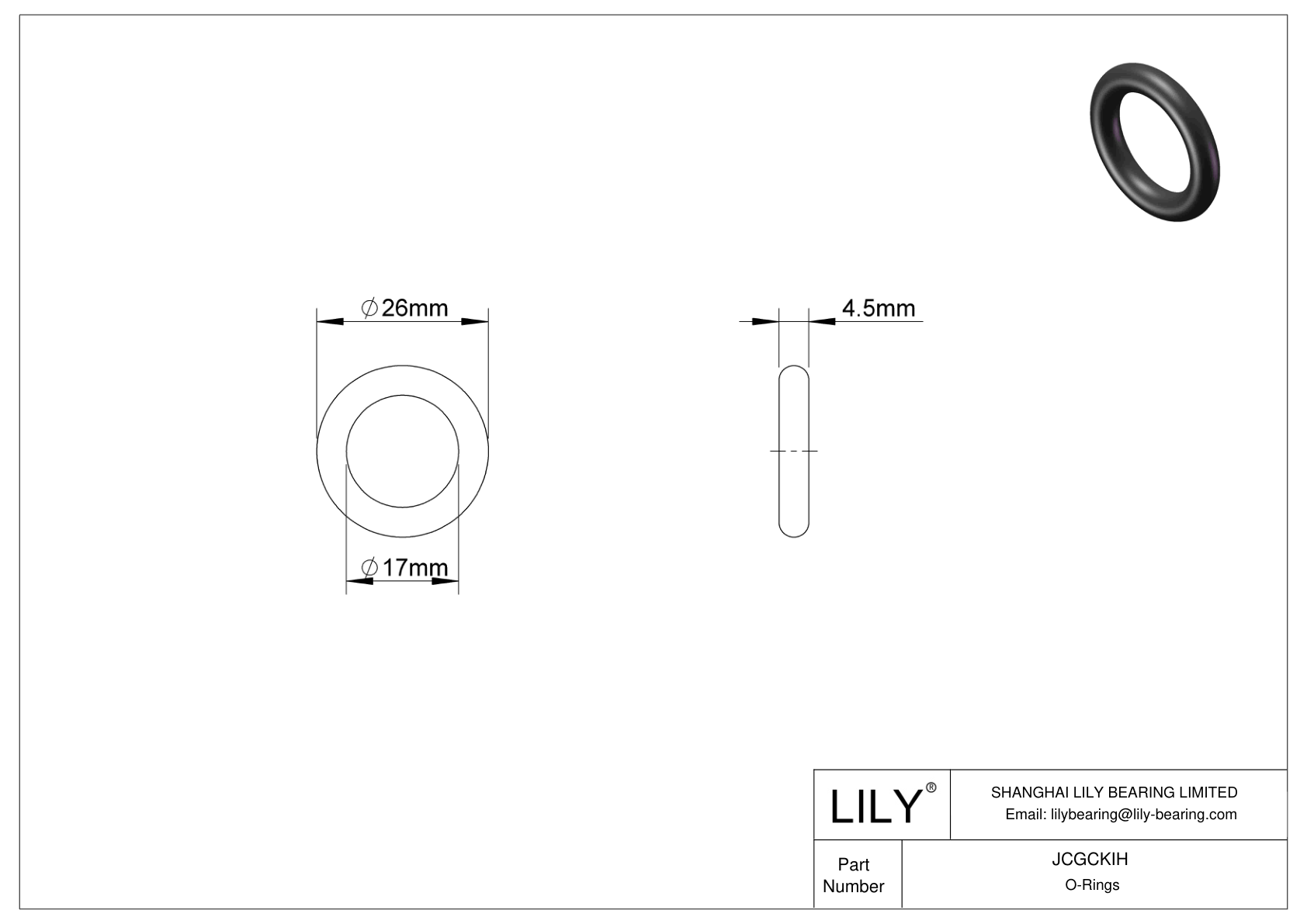 JCGCKIH Oil Resistant O-Rings Round cad drawing