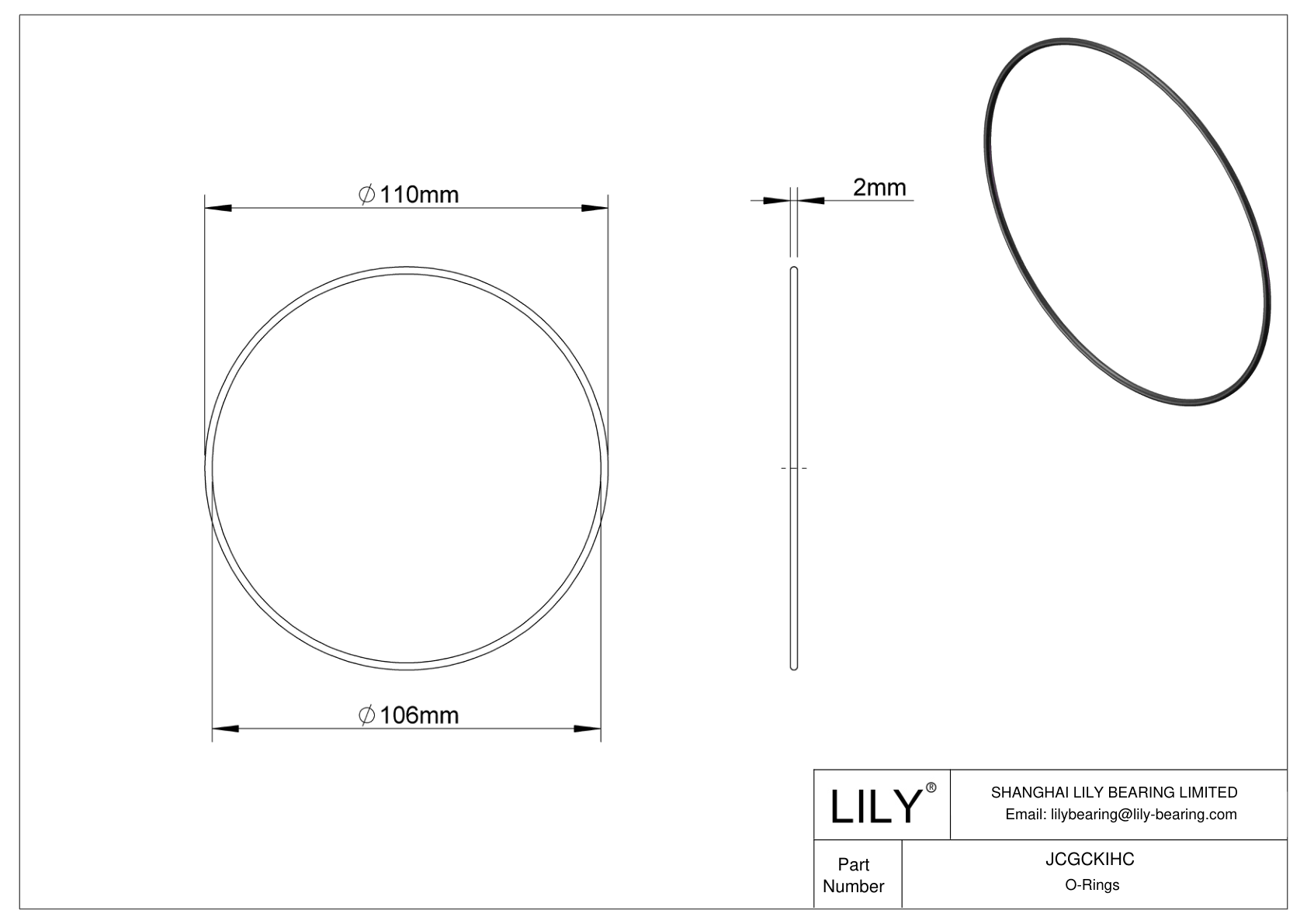 JCGCKIHC Oil Resistant O-Rings Round cad drawing