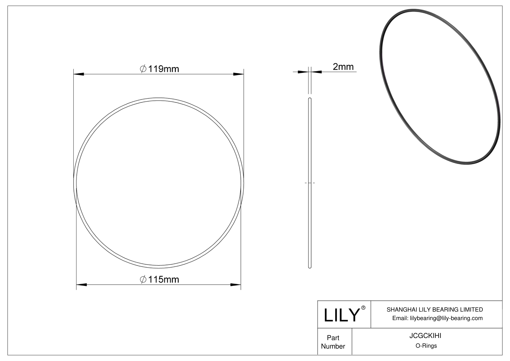 JCGCKIHI Oil Resistant O-Rings Round cad drawing