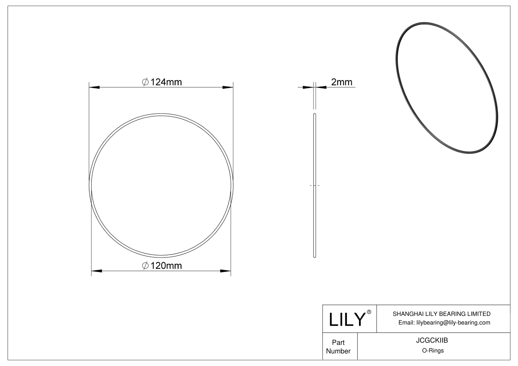 JCGCKIIB Oil Resistant O-Rings Round cad drawing