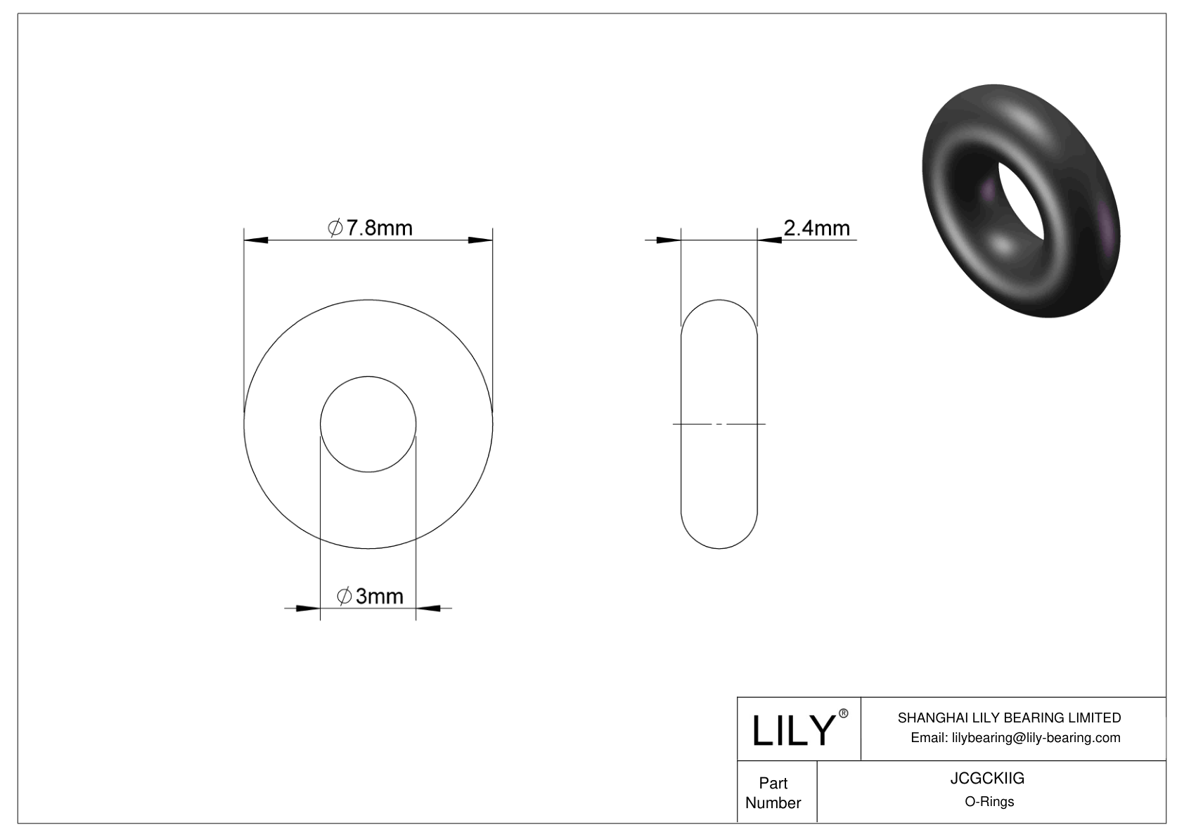 JCGCKIIG Oil Resistant O-Rings Round cad drawing