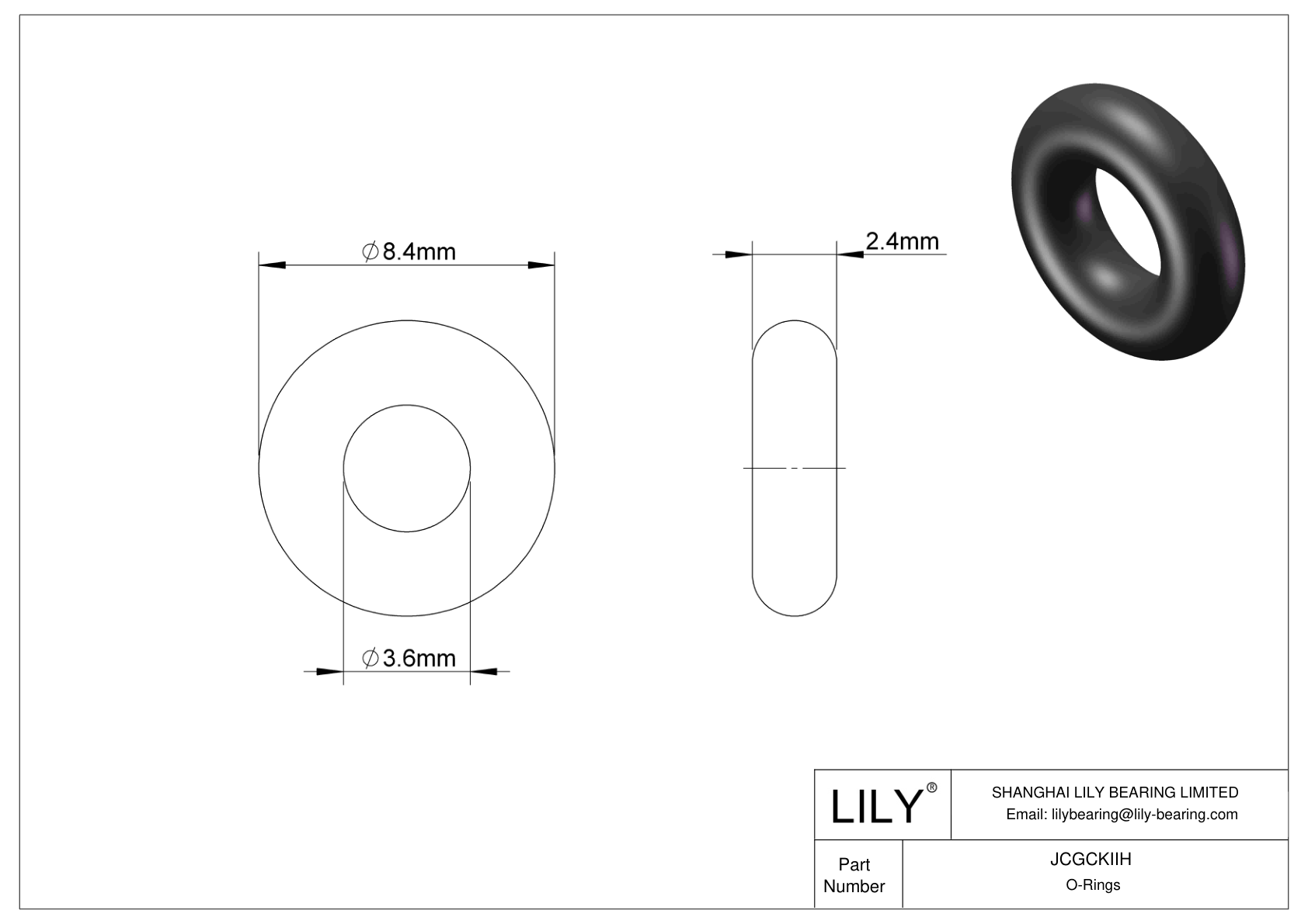 JCGCKIIH Oil Resistant O-Rings Round cad drawing