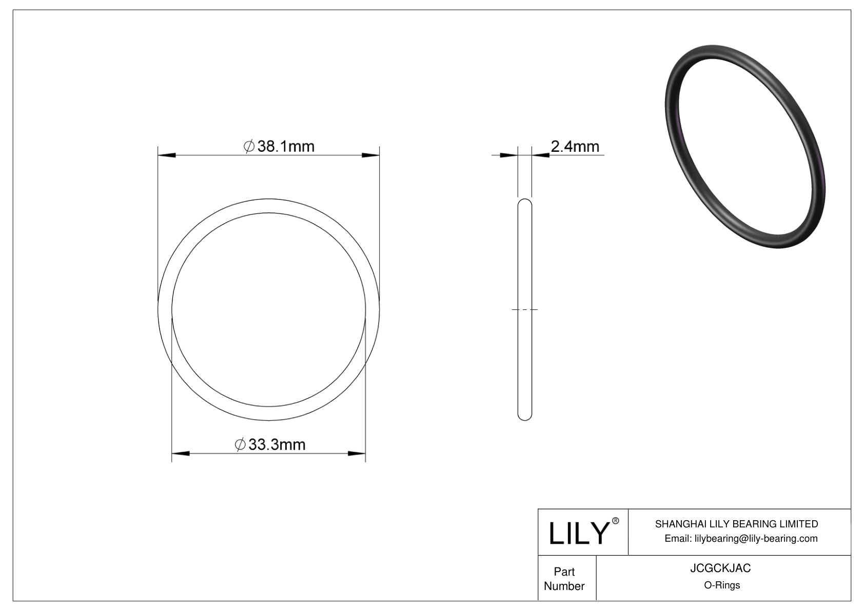 JCGCKJAC Oil Resistant O-Rings Round cad drawing