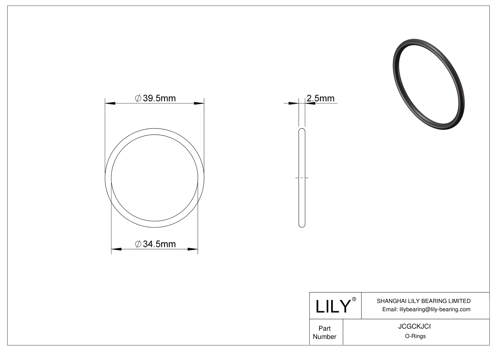 JCGCKJCI Oil Resistant O-Rings Round cad drawing