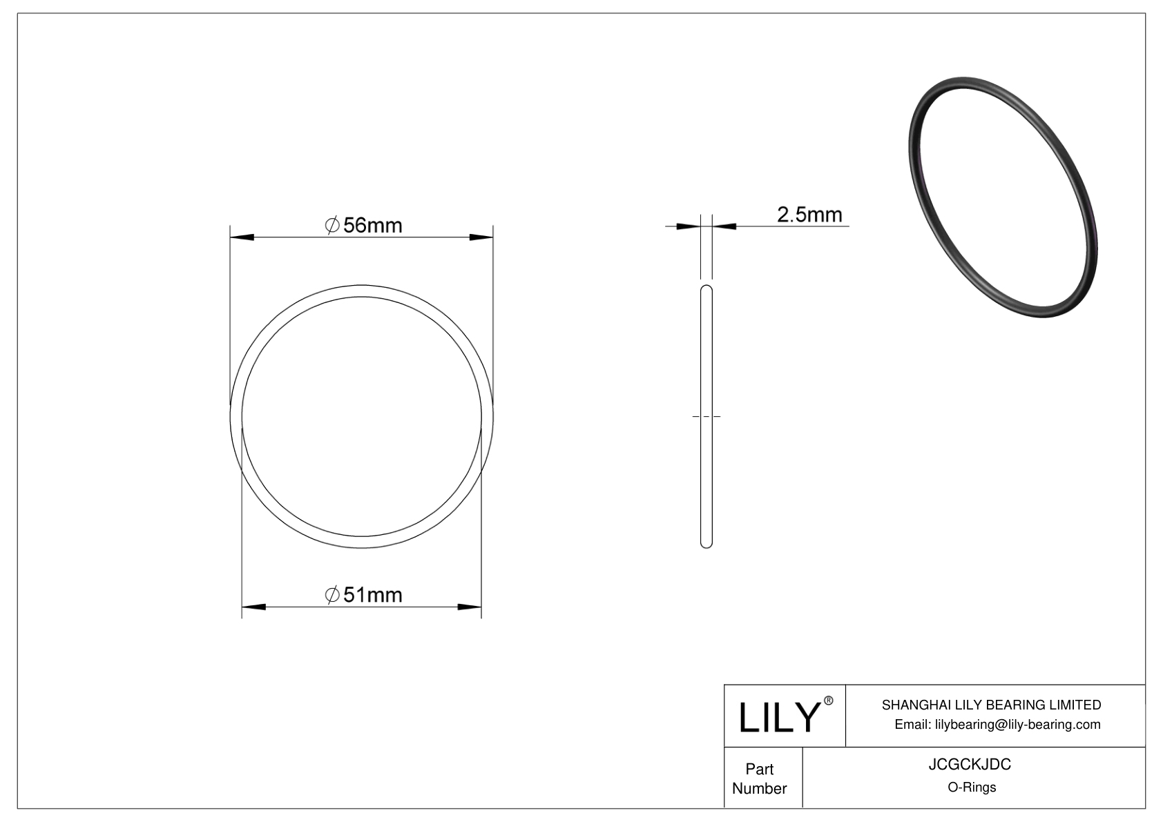 JCGCKJDC Oil Resistant O-Rings Round cad drawing