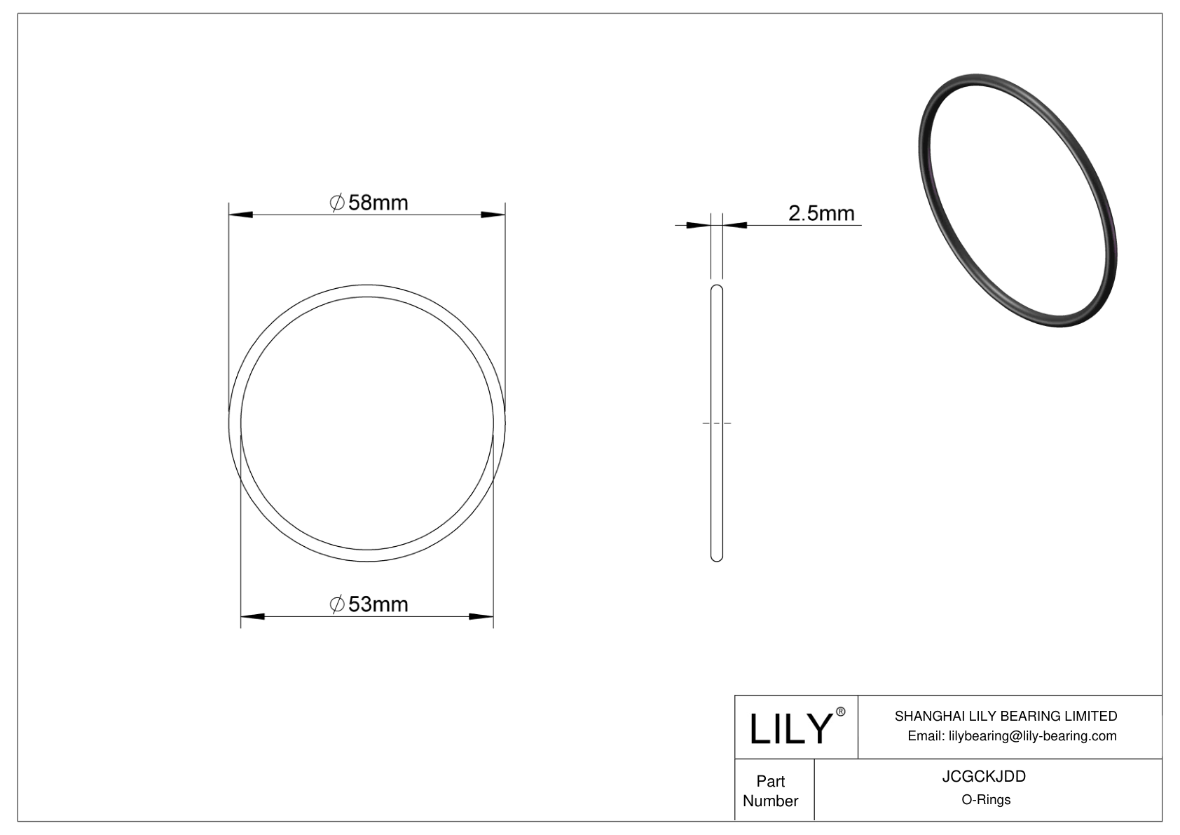 JCGCKJDD Juntas tóricas redondas resistentes al aceite cad drawing