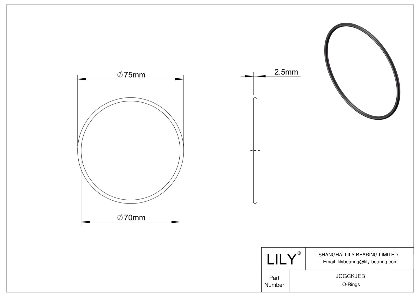 JCGCKJEB Oil Resistant O-Rings Round cad drawing