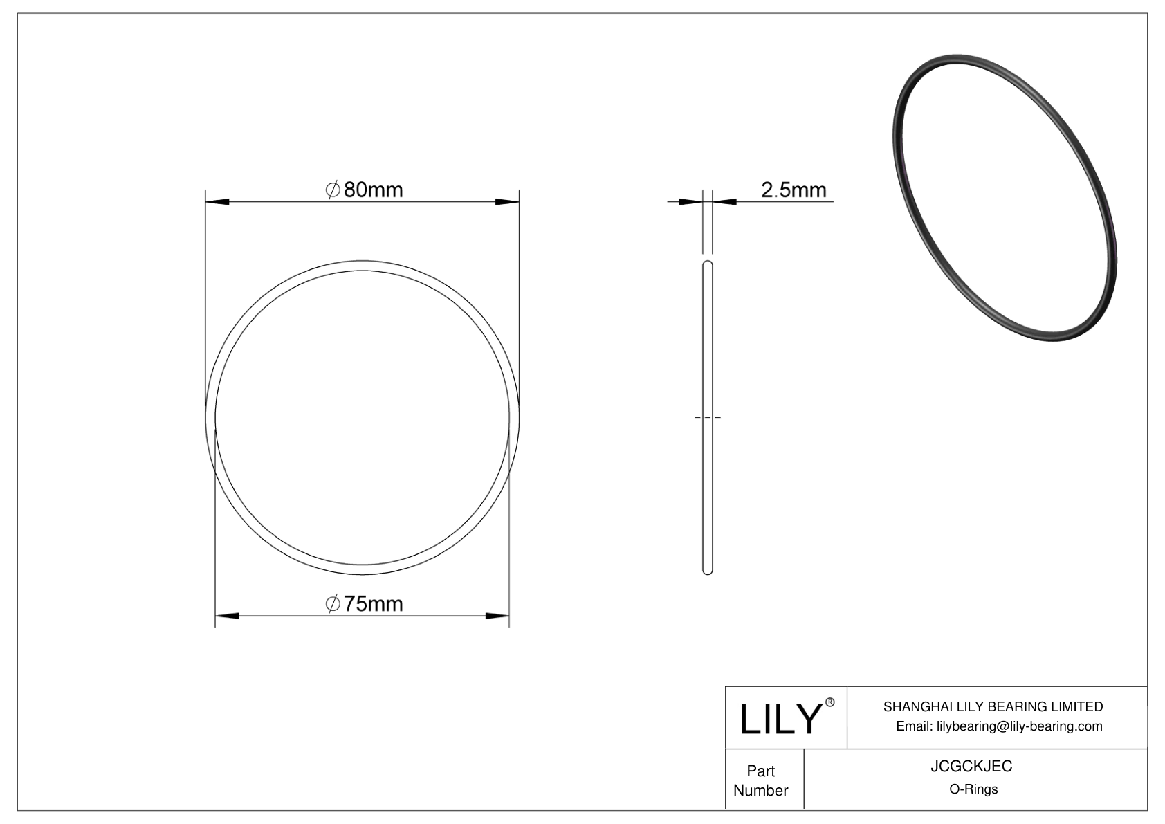 JCGCKJEC Oil Resistant O-Rings Round cad drawing