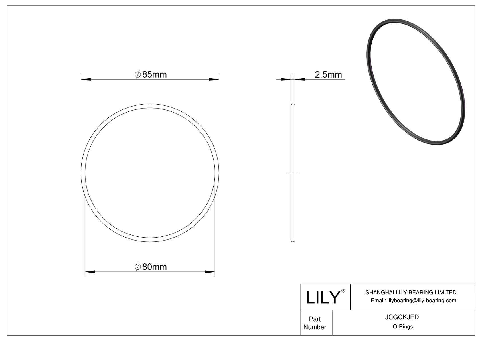 JCGCKJED Oil Resistant O-Rings Round cad drawing