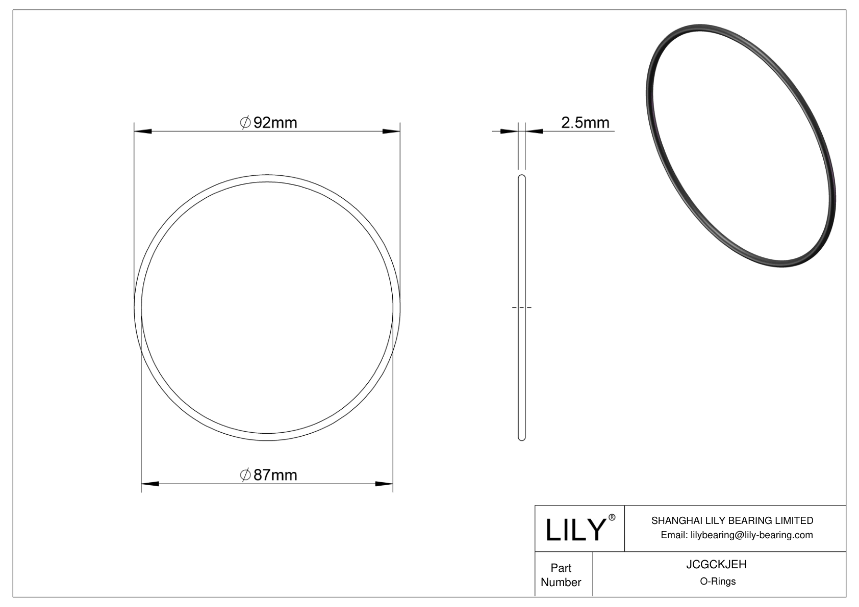 JCGCKJEH Oil Resistant O-Rings Round cad drawing