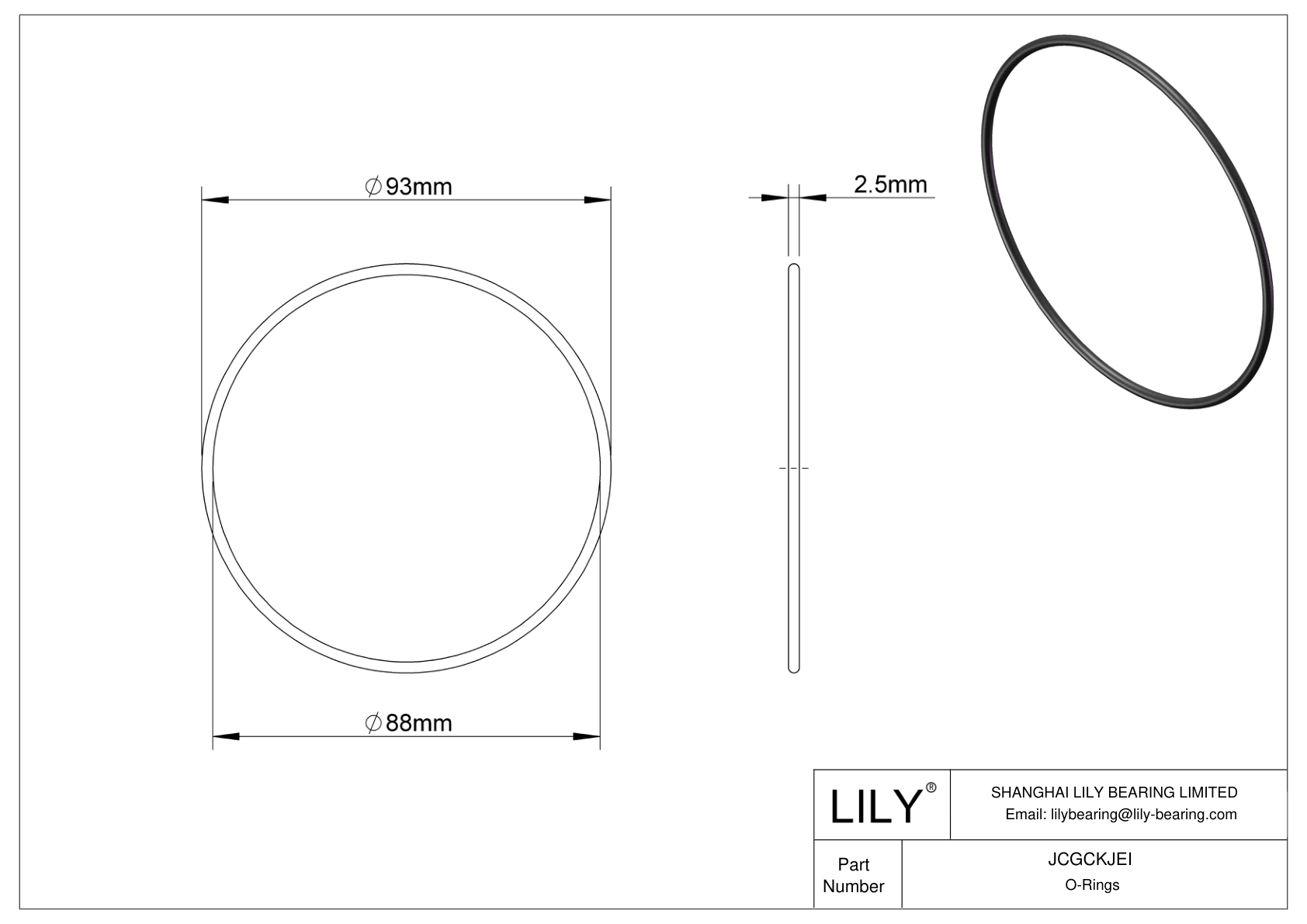 JCGCKJEI Oil Resistant O-Rings Round cad drawing