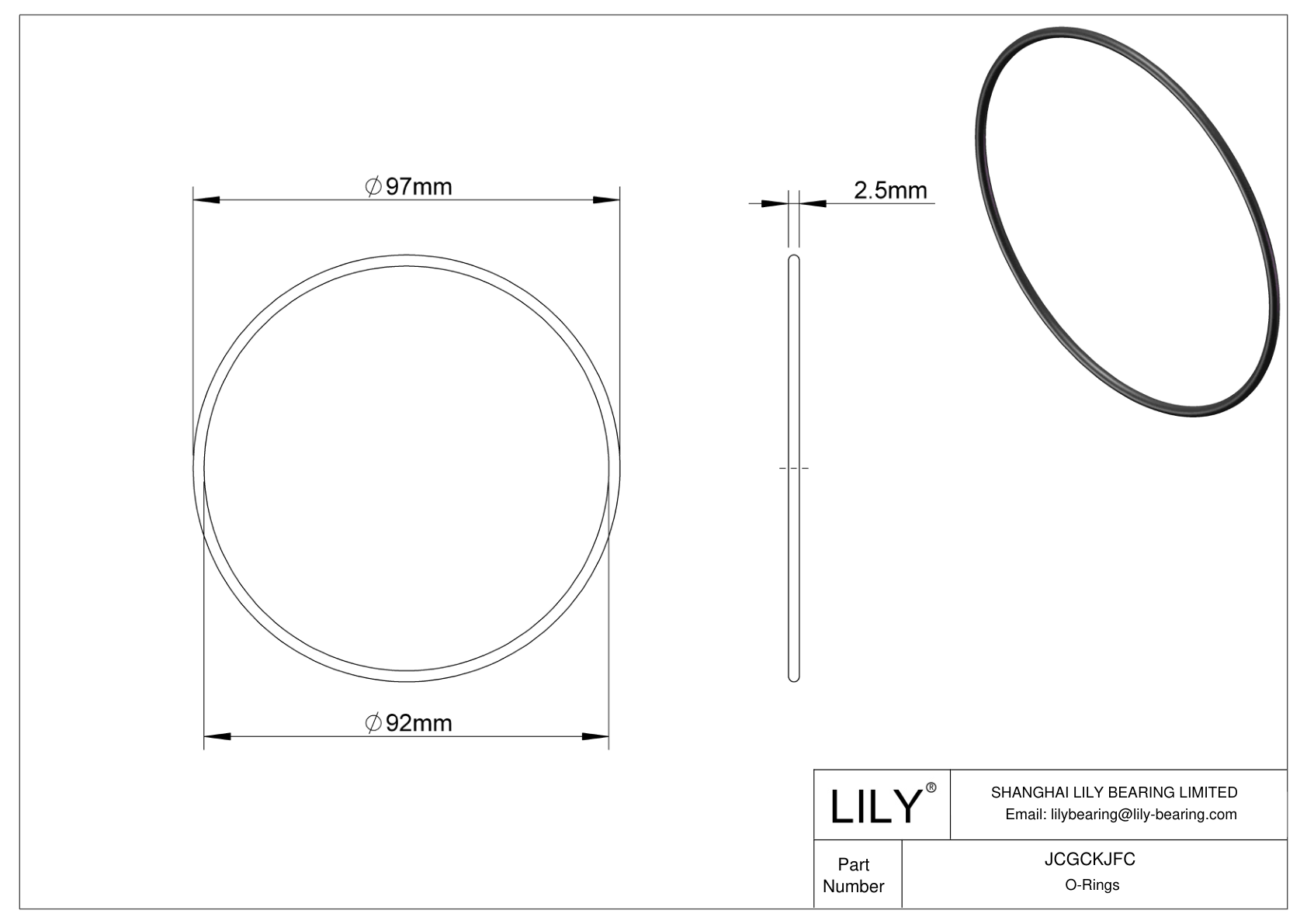 JCGCKJFC Oil Resistant O-Rings Round cad drawing