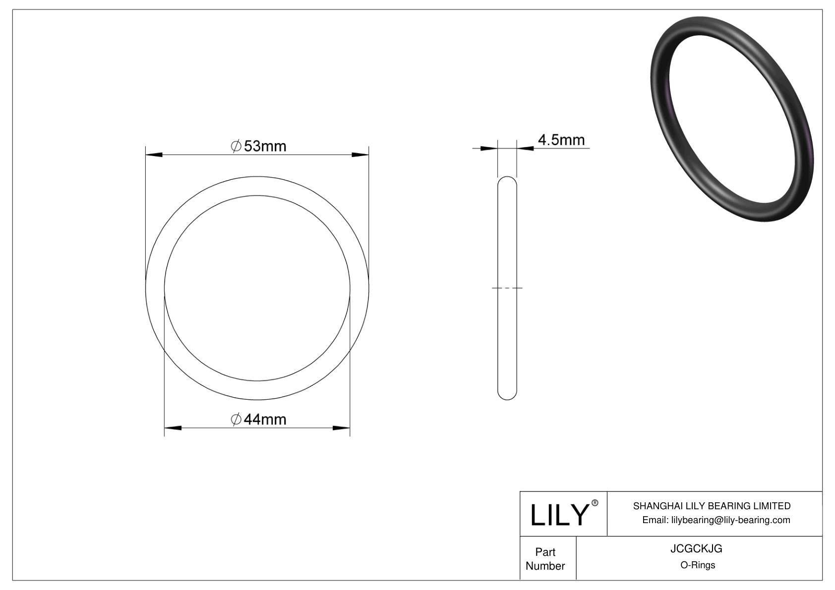 JCGCKJG Oil Resistant O-Rings Round cad drawing