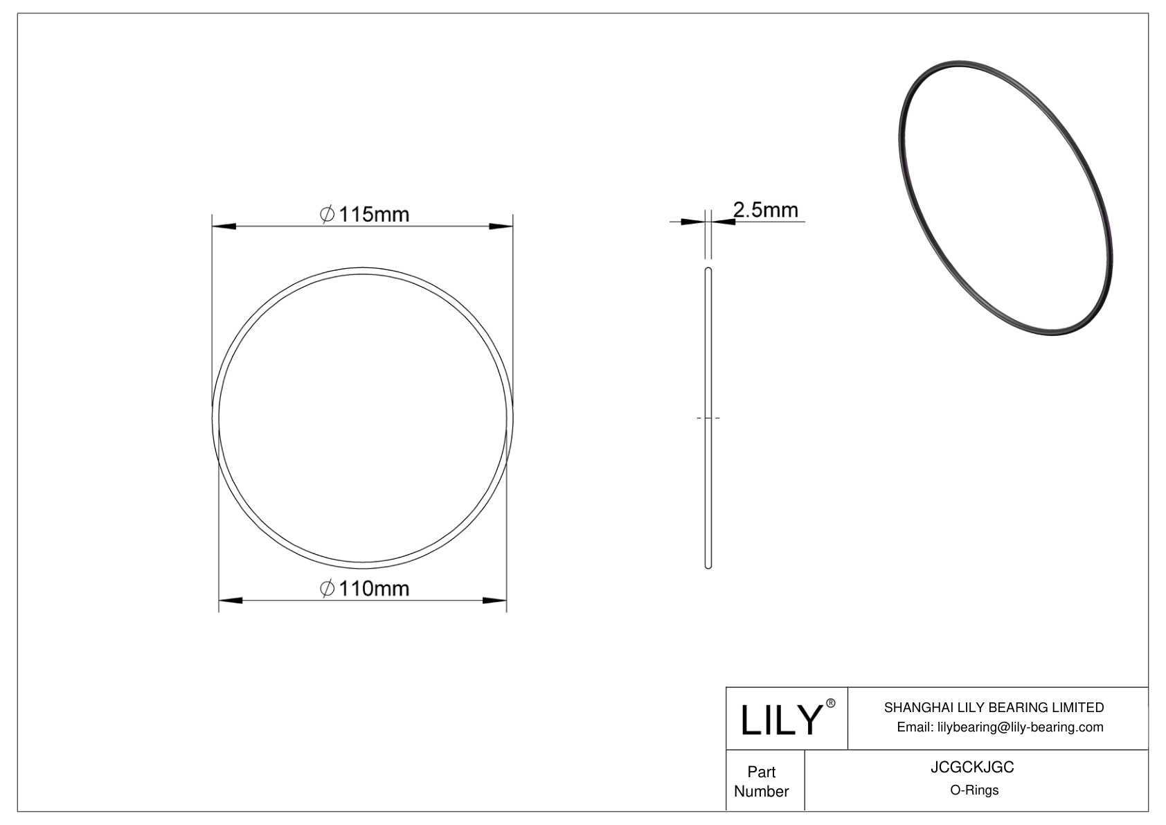 JCGCKJGC Oil Resistant O-Rings Round cad drawing